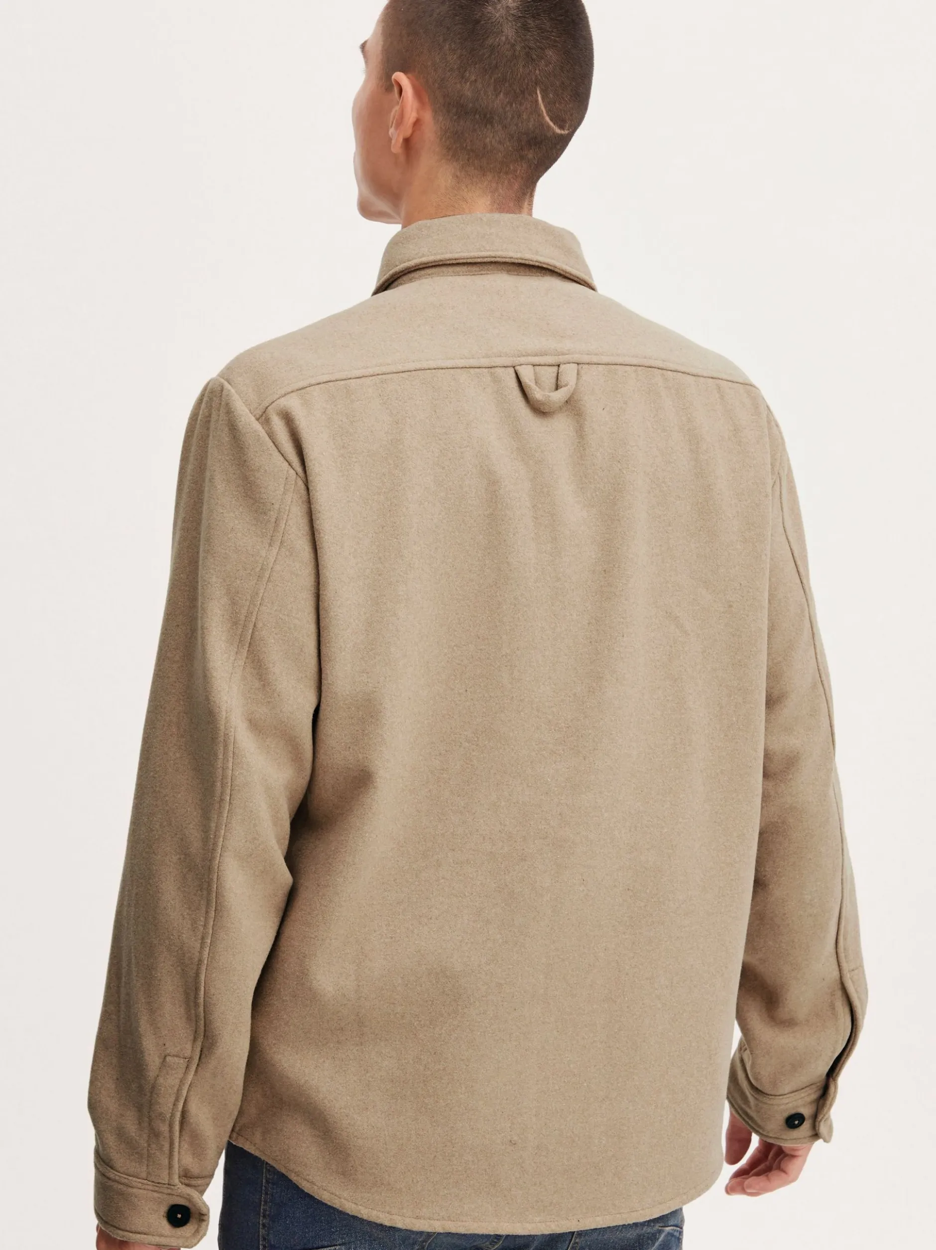 Solid Herren Langarmhemd - SDTam in beige