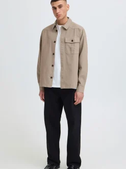 Solid Herren Langarmhemd - SDUgden in beige