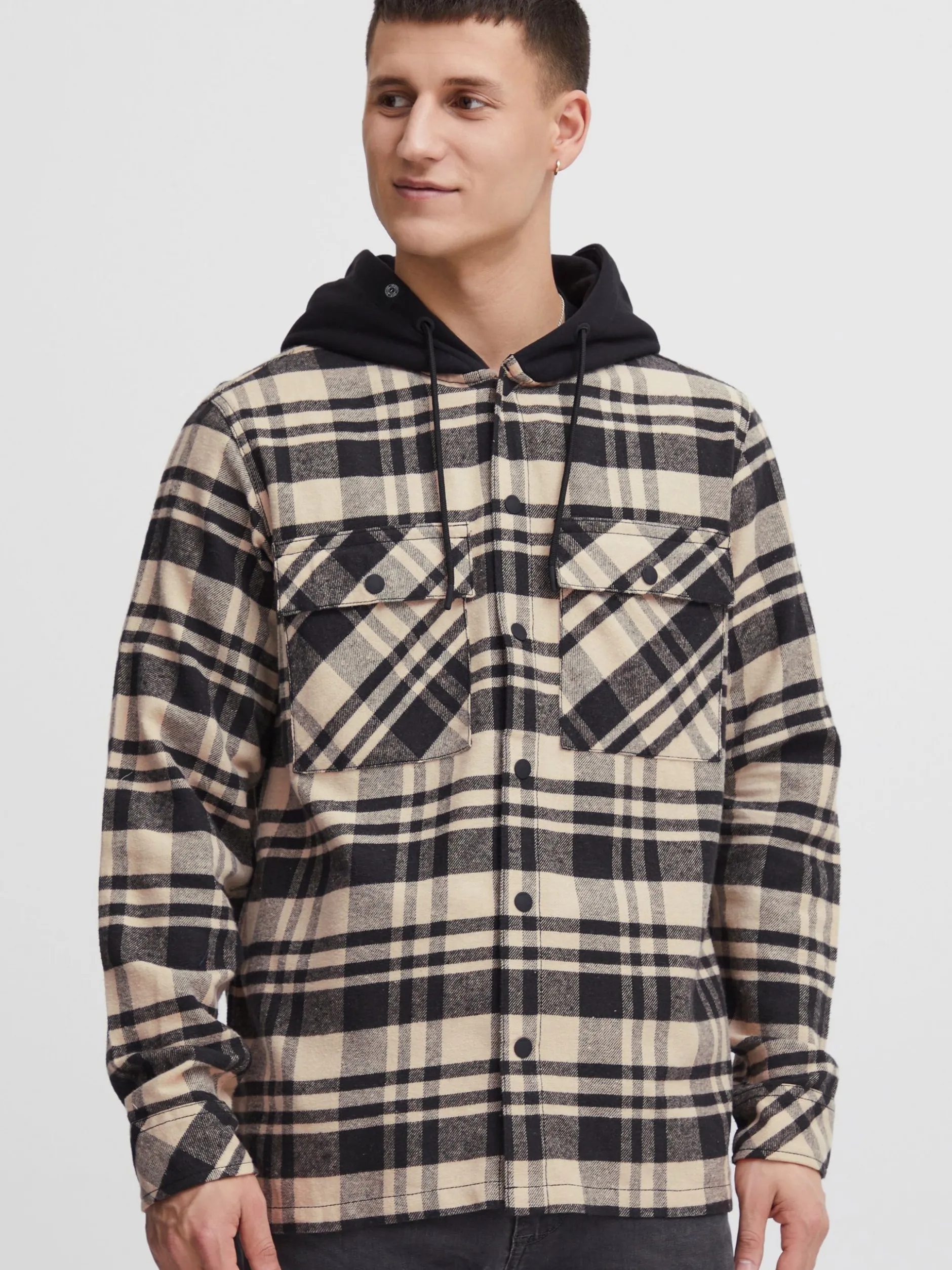 Solid Herren Langarmhemd - SDZachary in schwarz