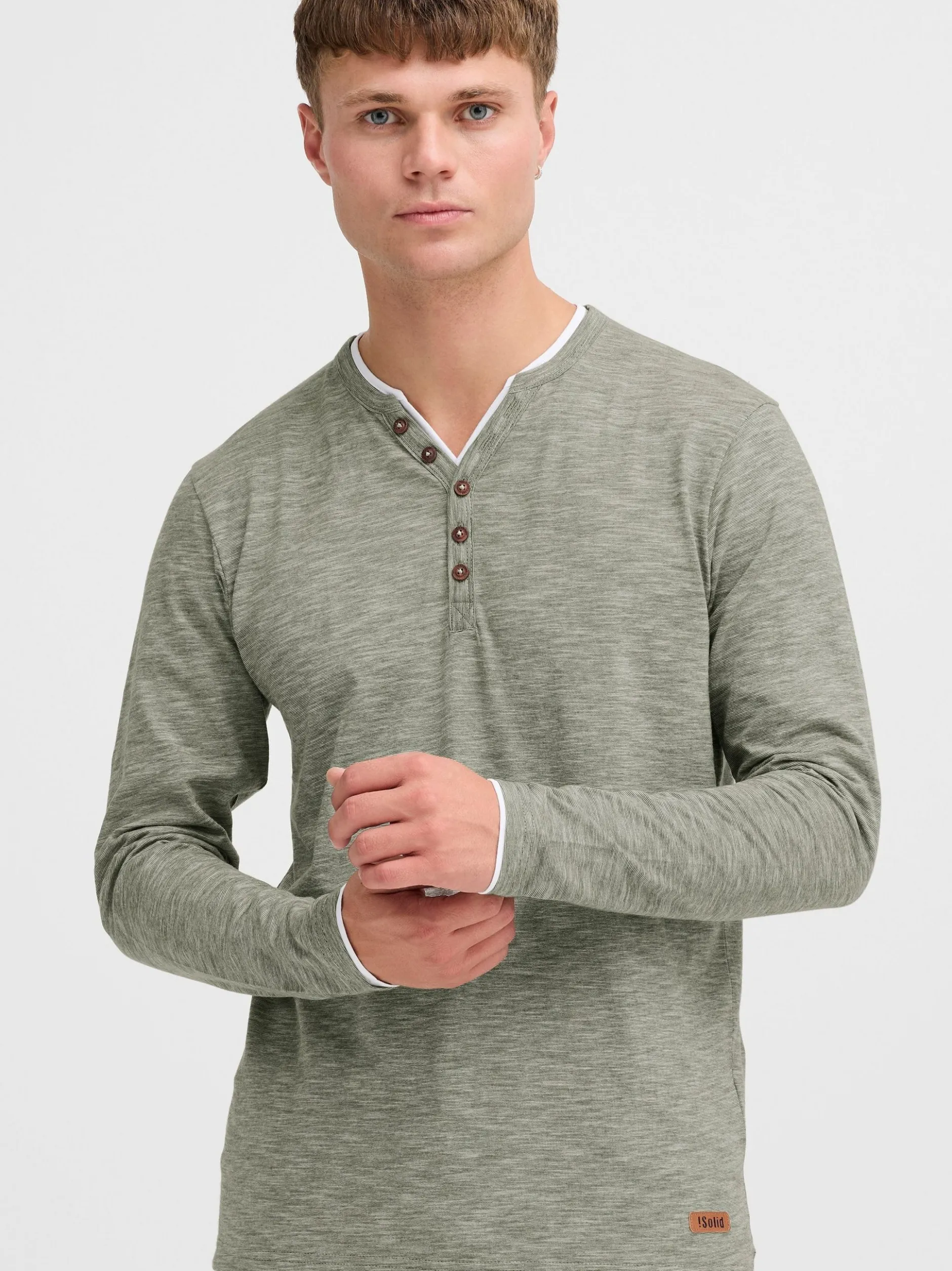 Solid Herren Langarmshirt - SDBelagos in oliv