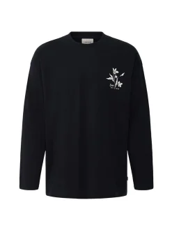 Solid Herren Langarmshirt - SDAmon Oversized in schwarz