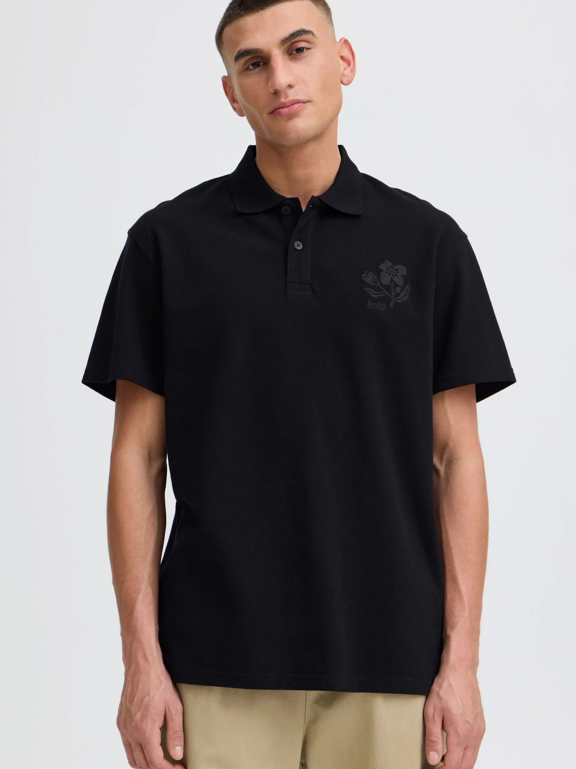 Solid Herren Poloshirt - SDBetova Casual Fit in schwarz