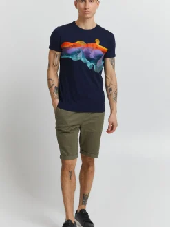 Solid Herren Print-Shirt - SDPedro in blau