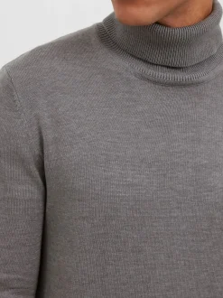 Solid Herren Rollkragenpullover - SDKnit in grau