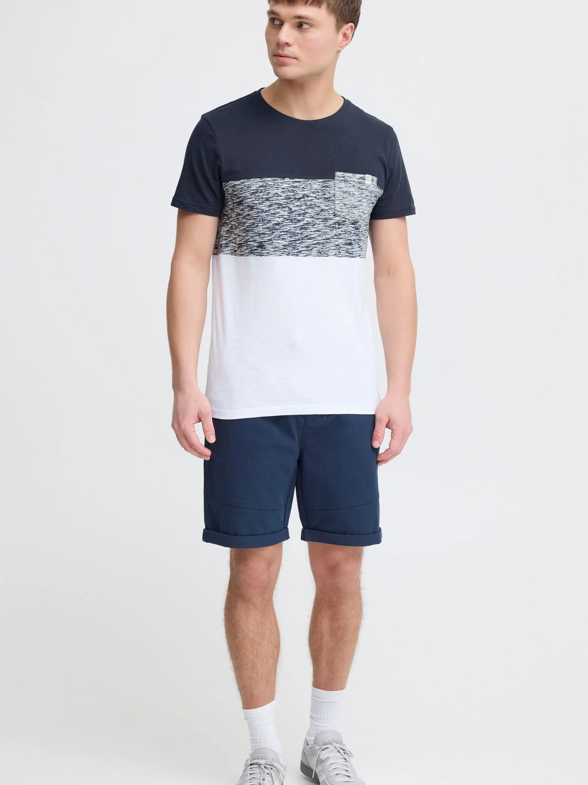 Solid Herren Rundhalsshirt - SDSinor in blau