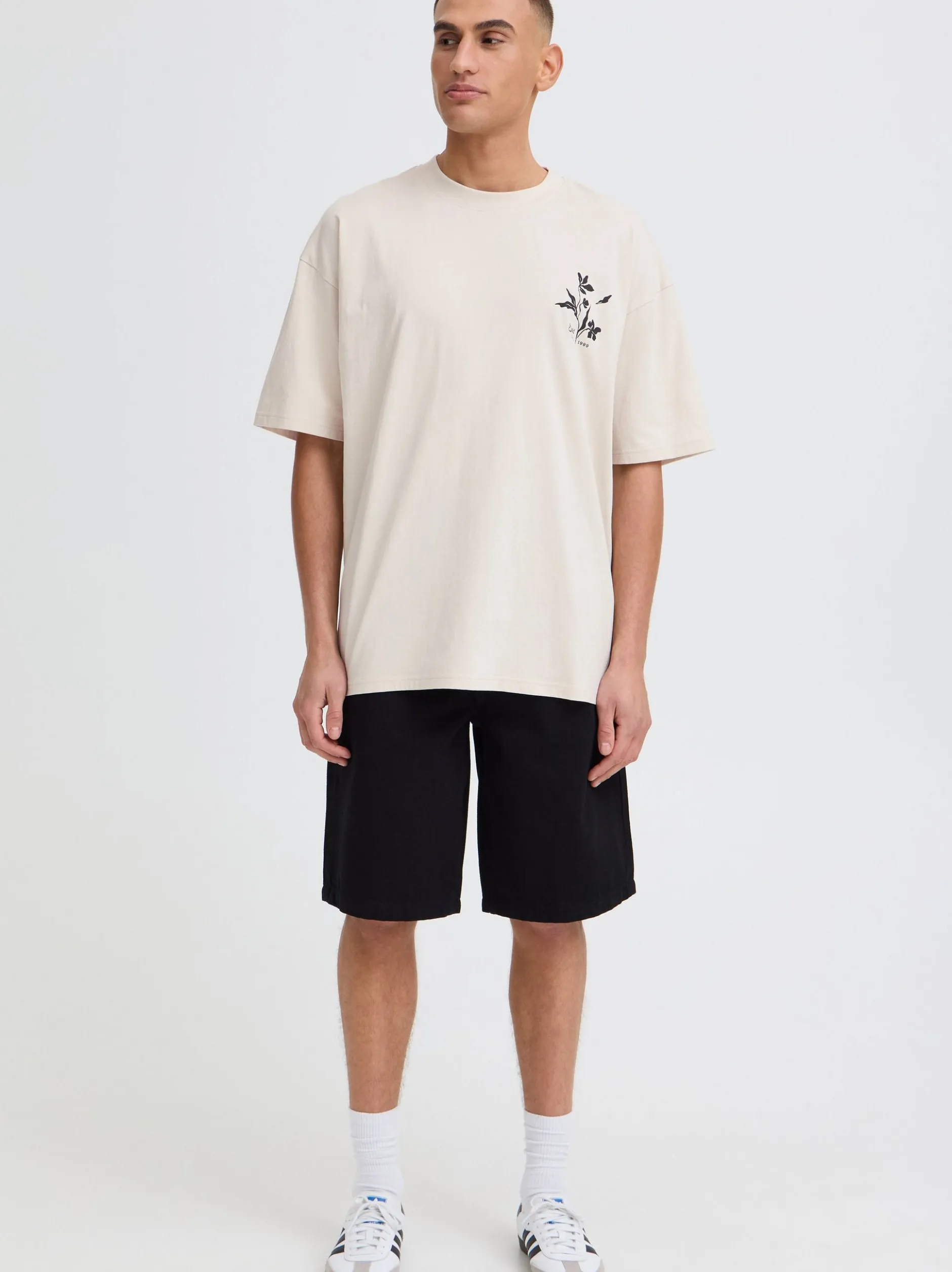 Solid Herren Rundhalsshirt - SDAmon Oversized in beige