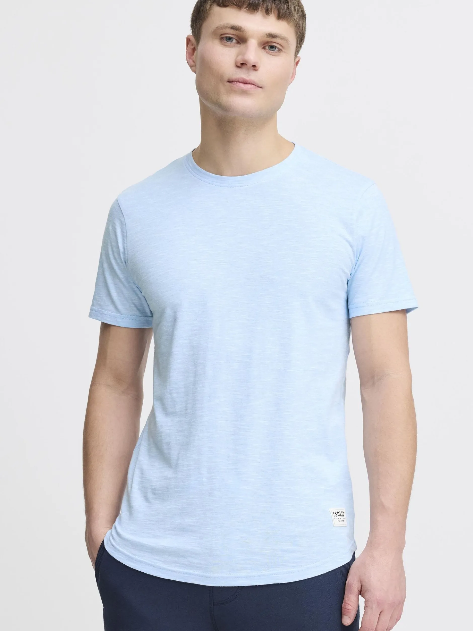Solid Herren Rundhalsshirt - SDFigos in hellblau