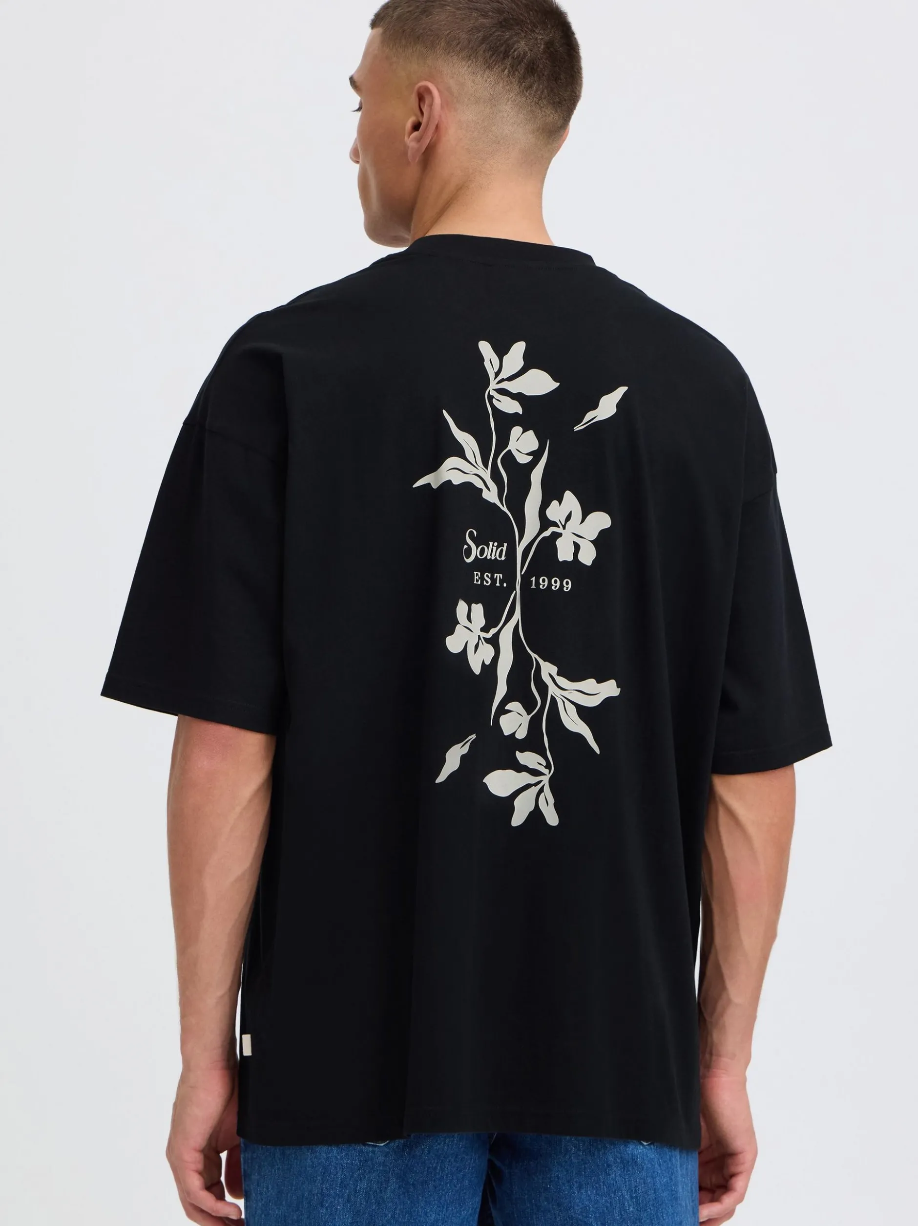 Solid Herren Rundhalsshirt - SDAmon Oversized in schwarz
