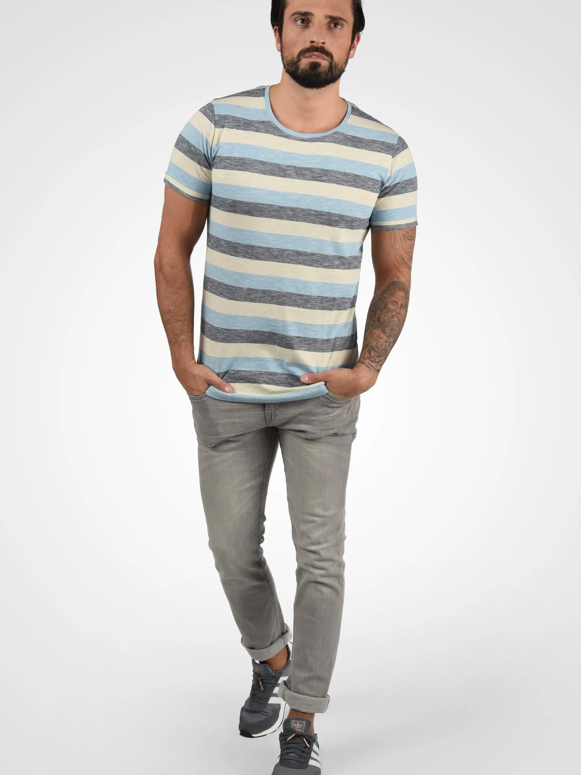 Solid Herren Rundhalsshirt - SDThicco in blau