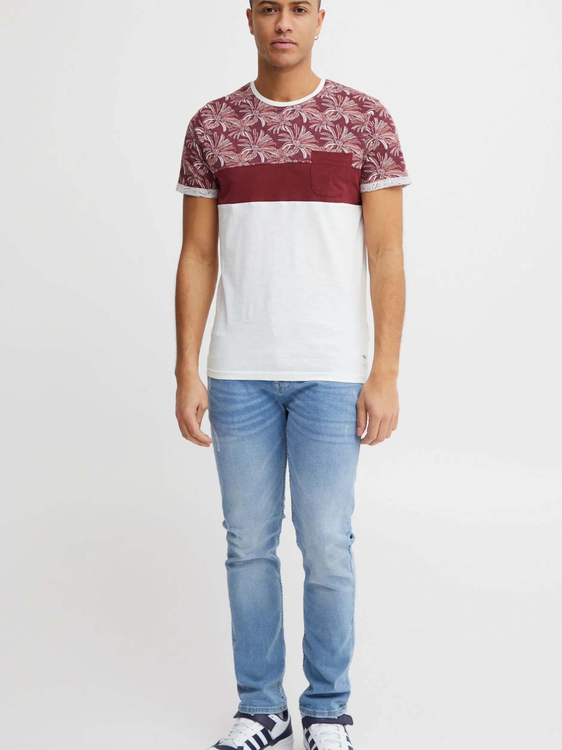 Solid Herren Rundhalsshirt - SDFlorian in rot