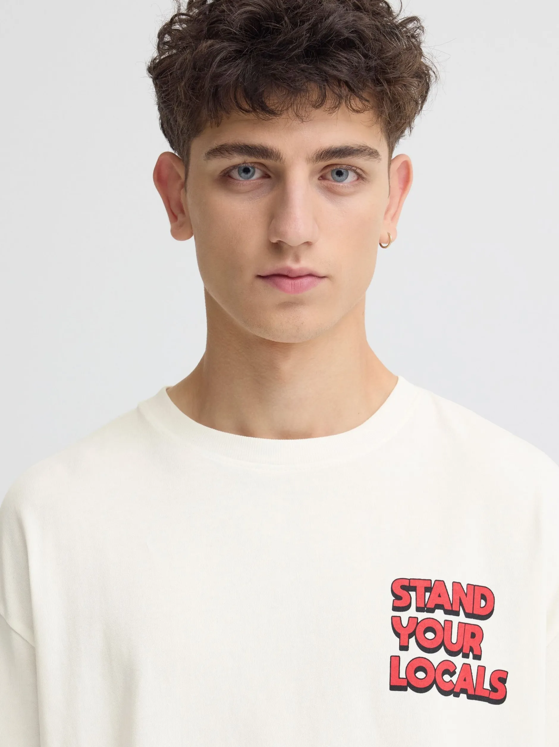 Solid Herren Rundhalsshirt - SDBrooks in ecru