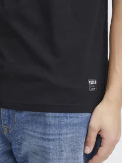 Solid Herren Rundhalsshirt - SDBob in schwarz