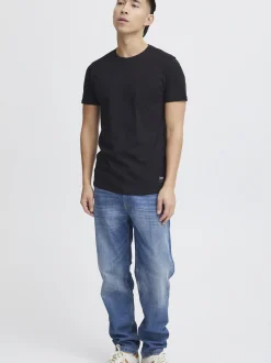 Solid Herren Rundhalsshirt - SDBob in schwarz
