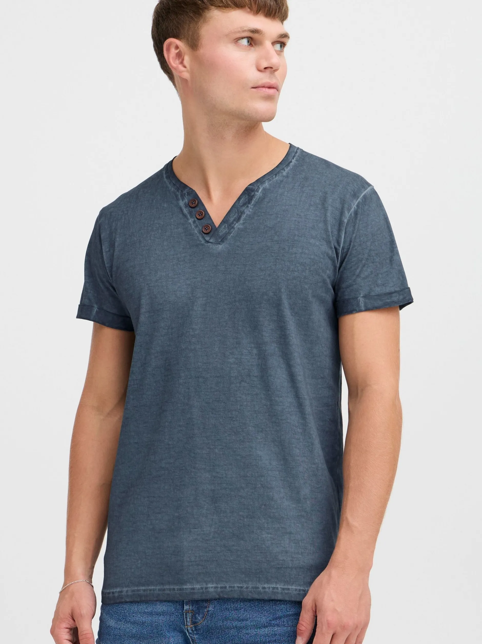 Solid Herren Rundhalsshirt - SDTino in blau