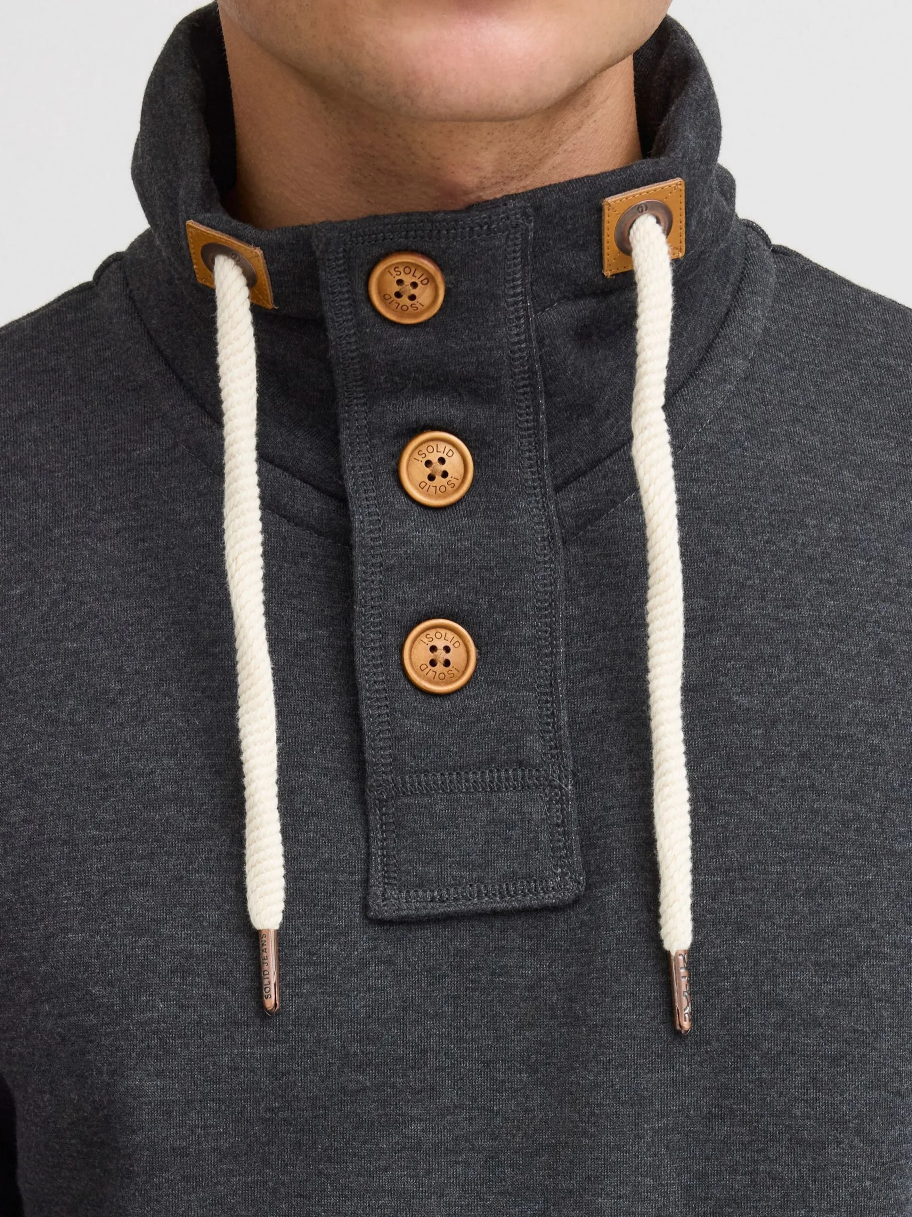 Solid Herren Stehkragenpullover - SDTripTroyer in grau