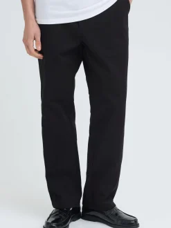 Solid Herren Stoffhose in schwarz