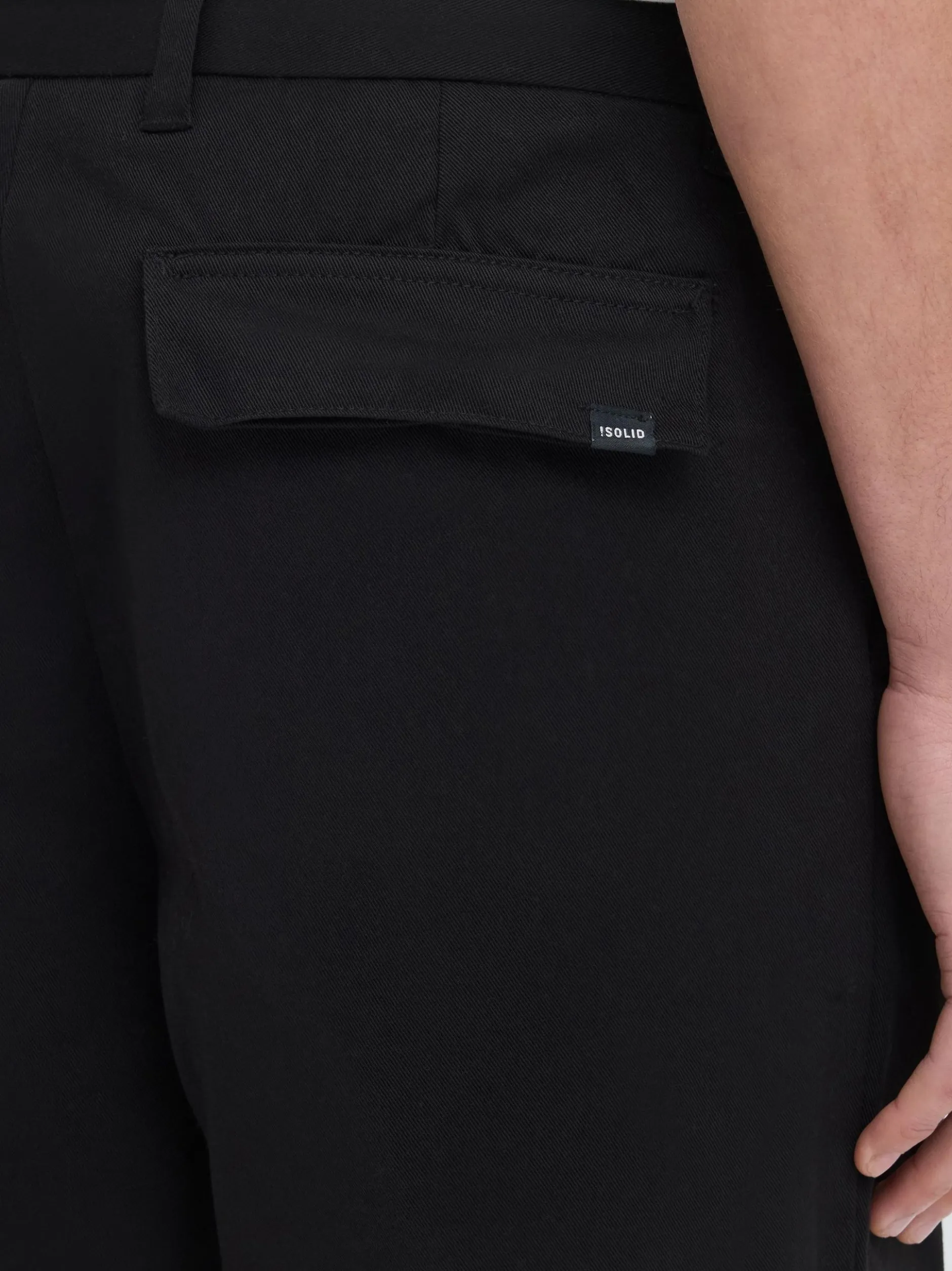Solid Herren Stoffhose in schwarz