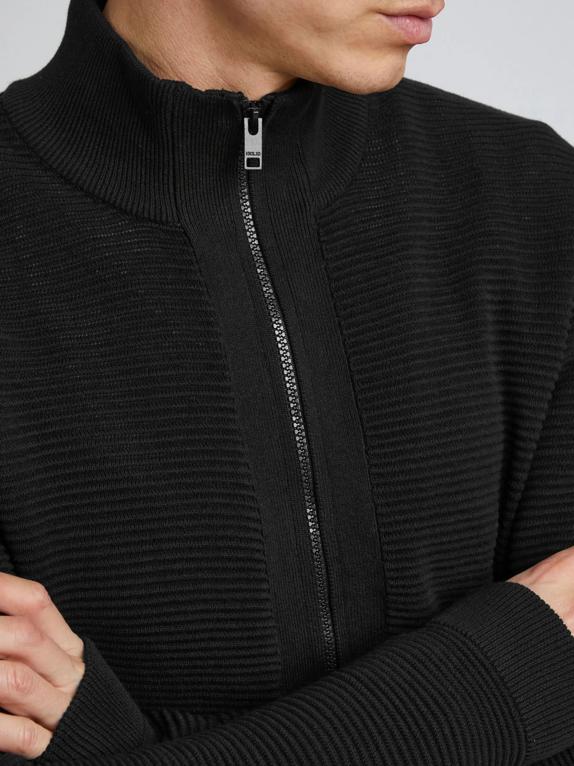 Solid Herren Strickjacke - SDNicklas in schwarz
