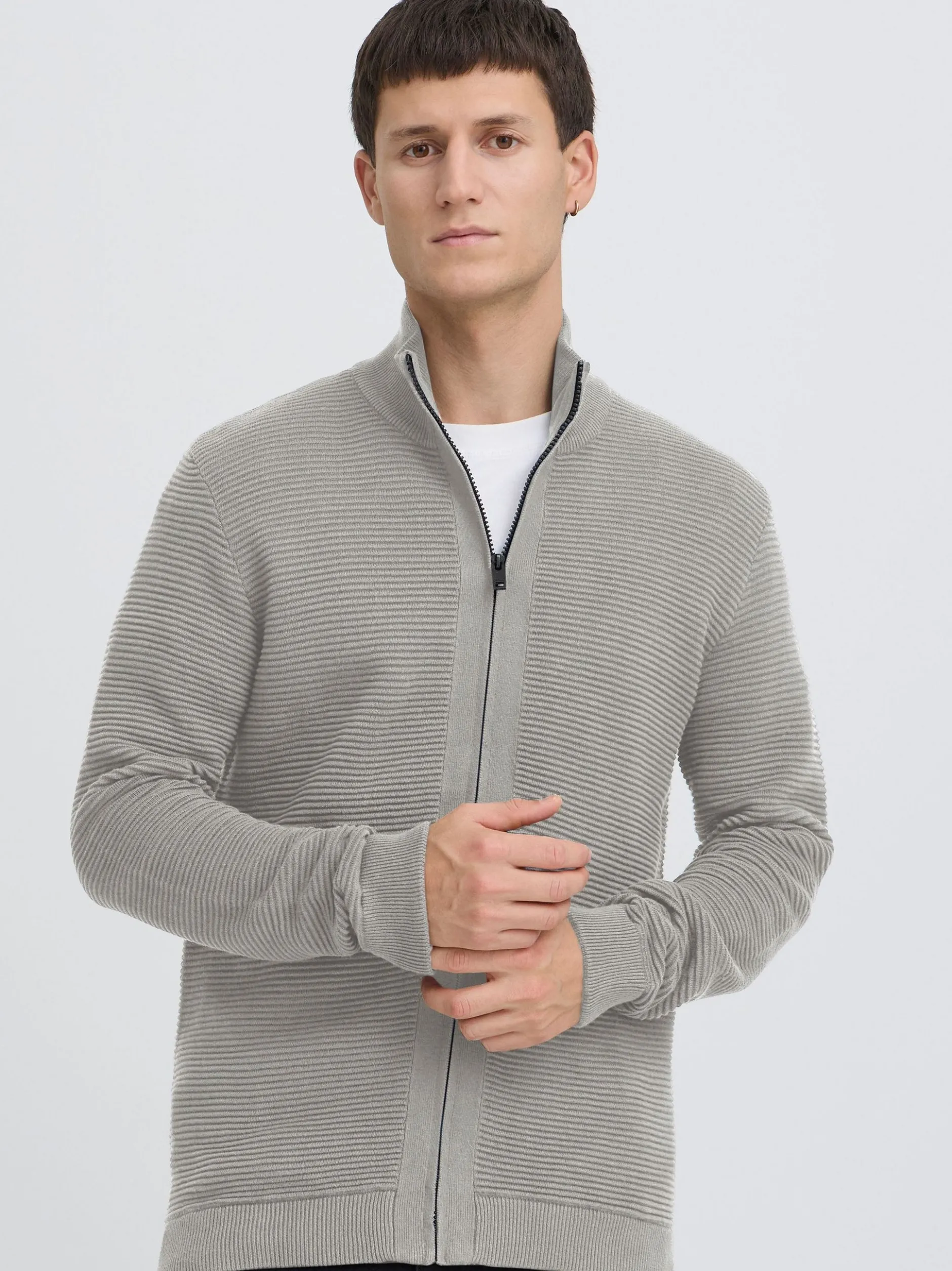 Solid Herren Strickjacke - SDValencia in hellgrau