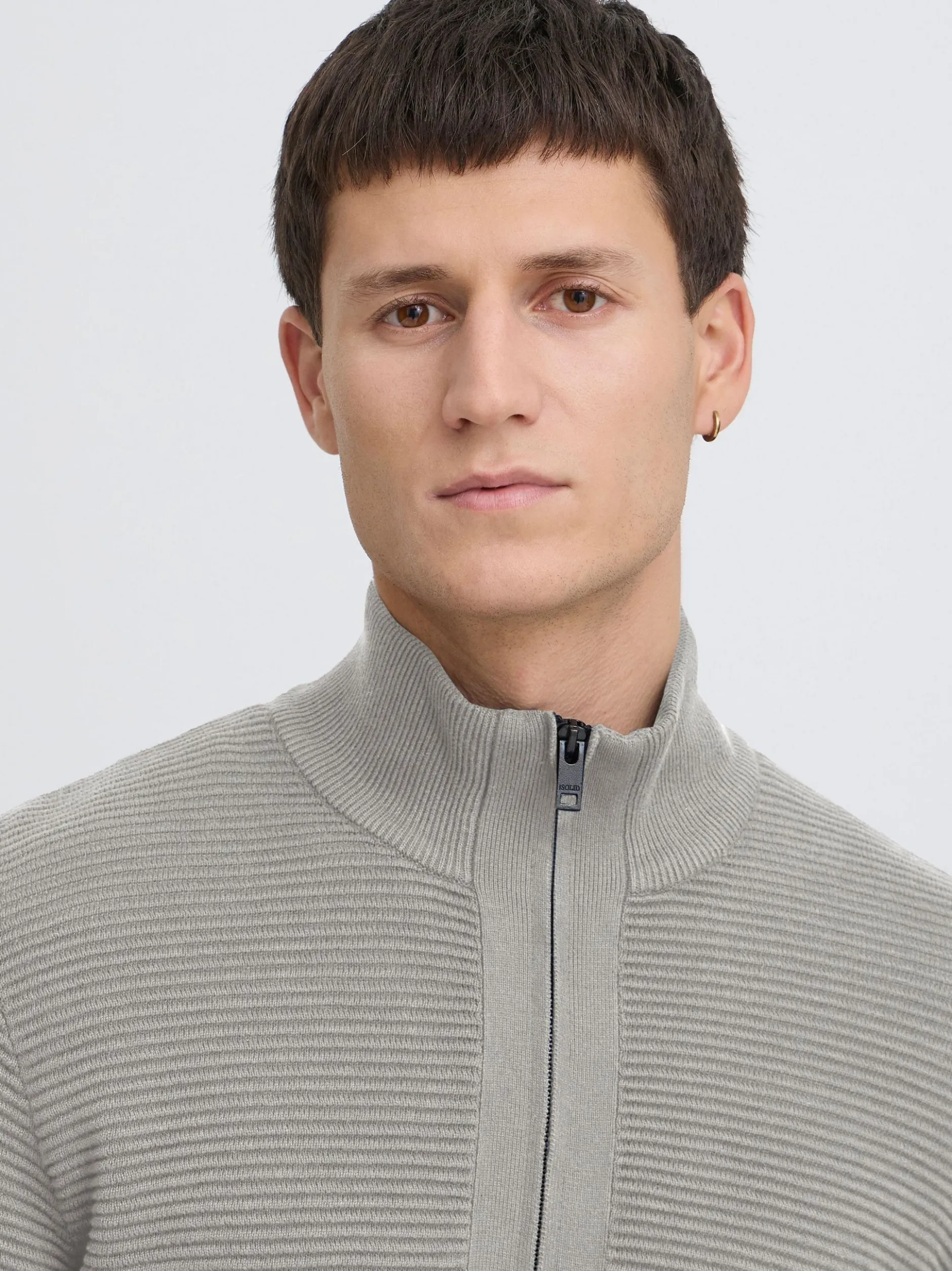Solid Herren Strickjacke - SDValencia in hellgrau
