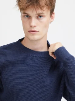 Solid Herren Strickpullover - SDHami in blau