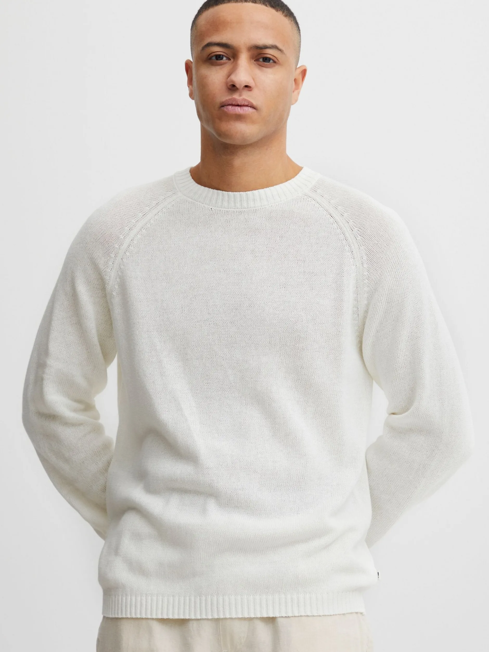 Solid Herren Strickpullover - SDFabio in weiß