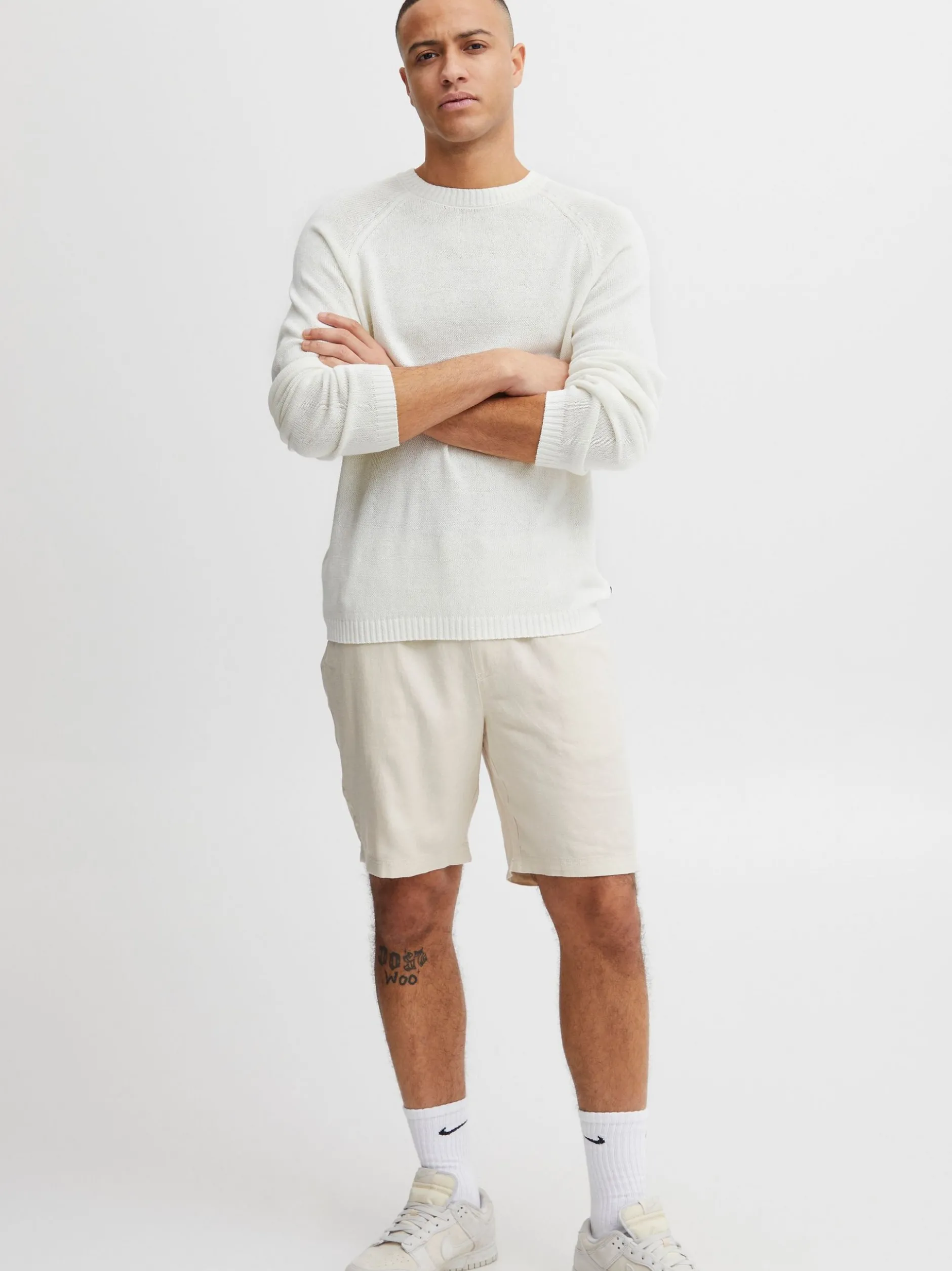 Solid Herren Strickpullover - SDFabio in weiß