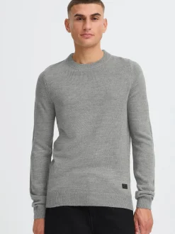 Solid Herren Strickpullover - SDBabak in grau