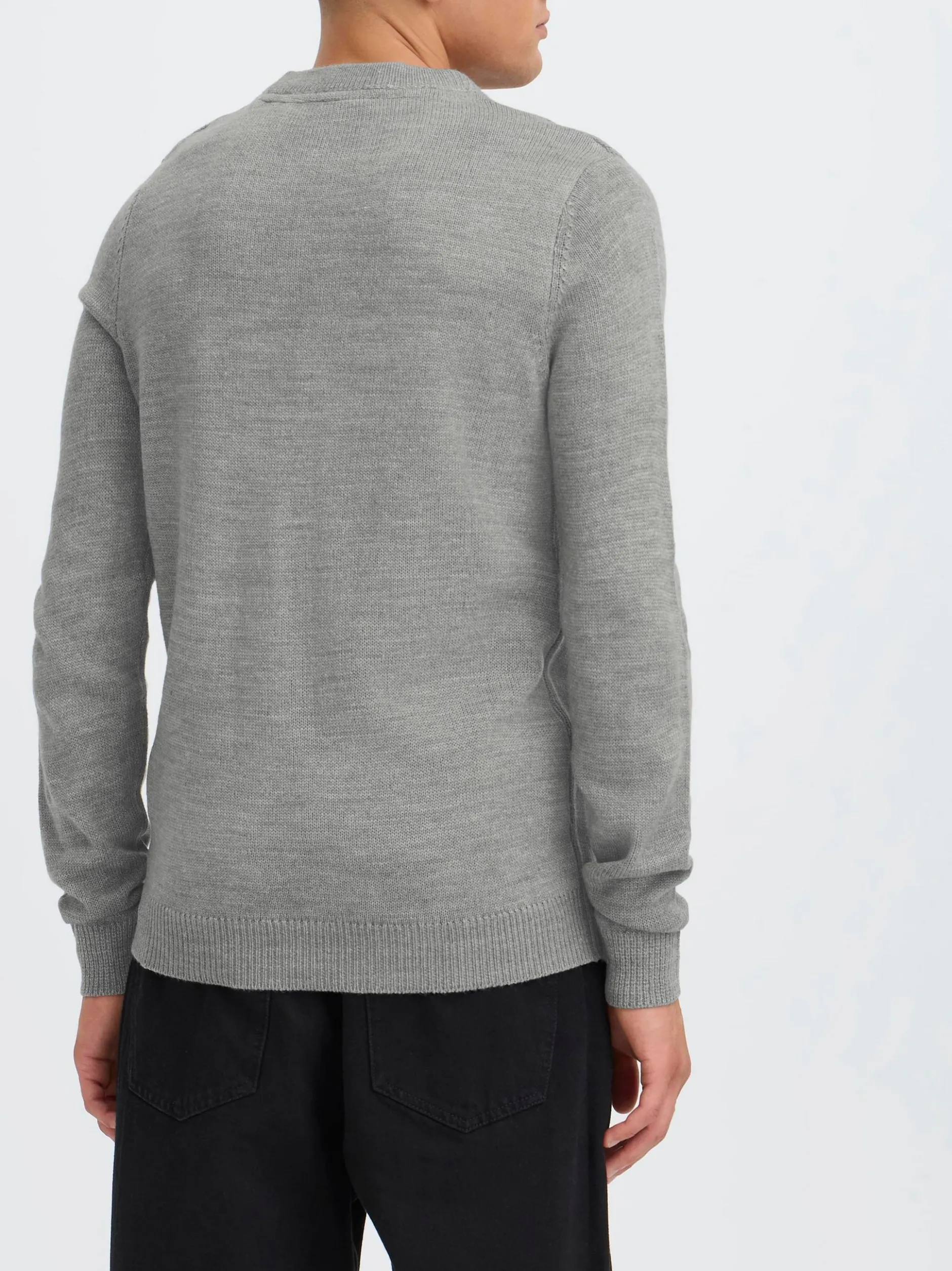 Solid Herren Strickpullover - SDBabak in grau