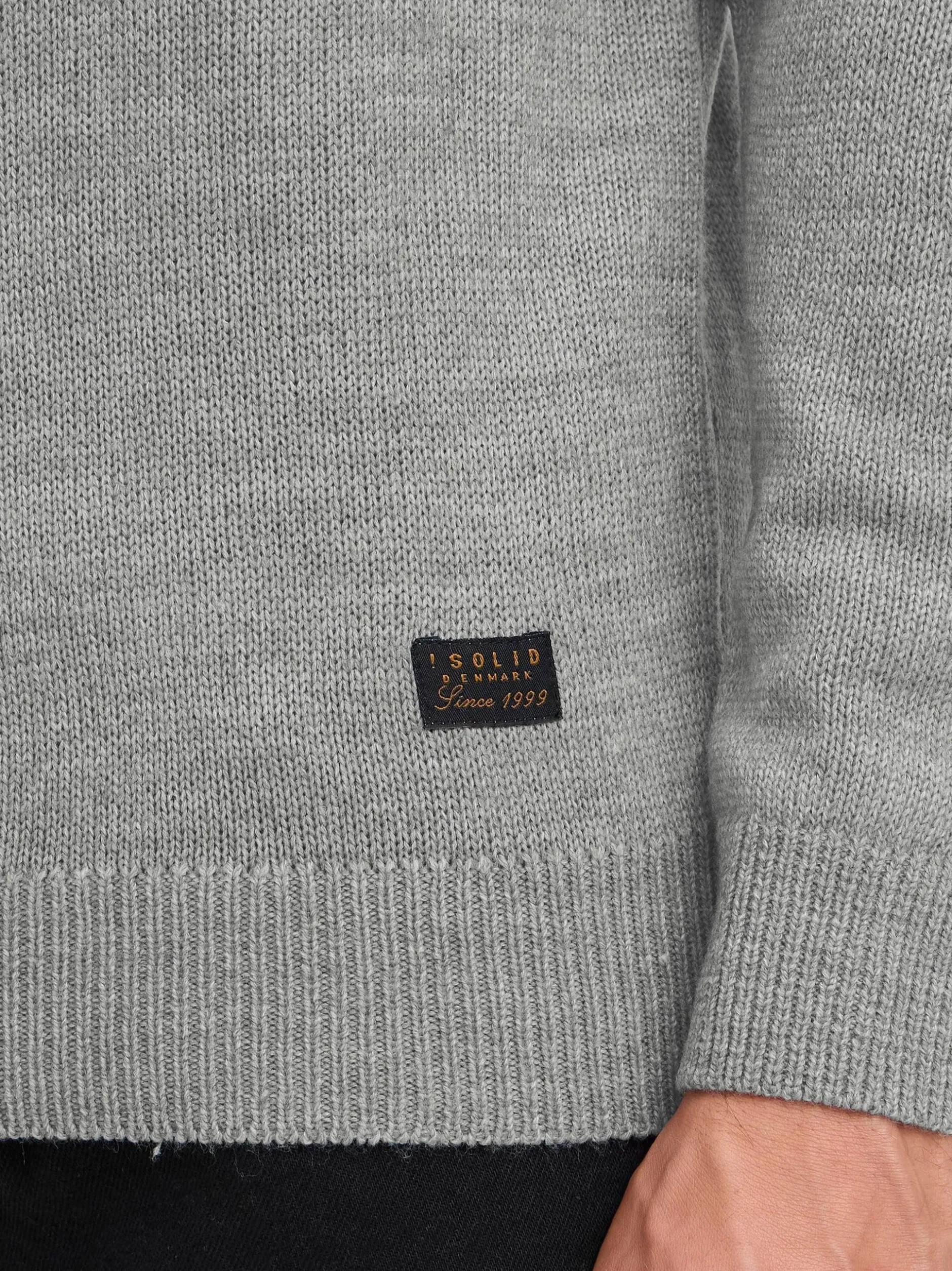 Solid Herren Strickpullover - SDBabak in grau