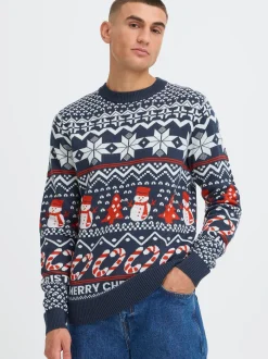 Solid Herren Strickpullover - SDPaja in blau