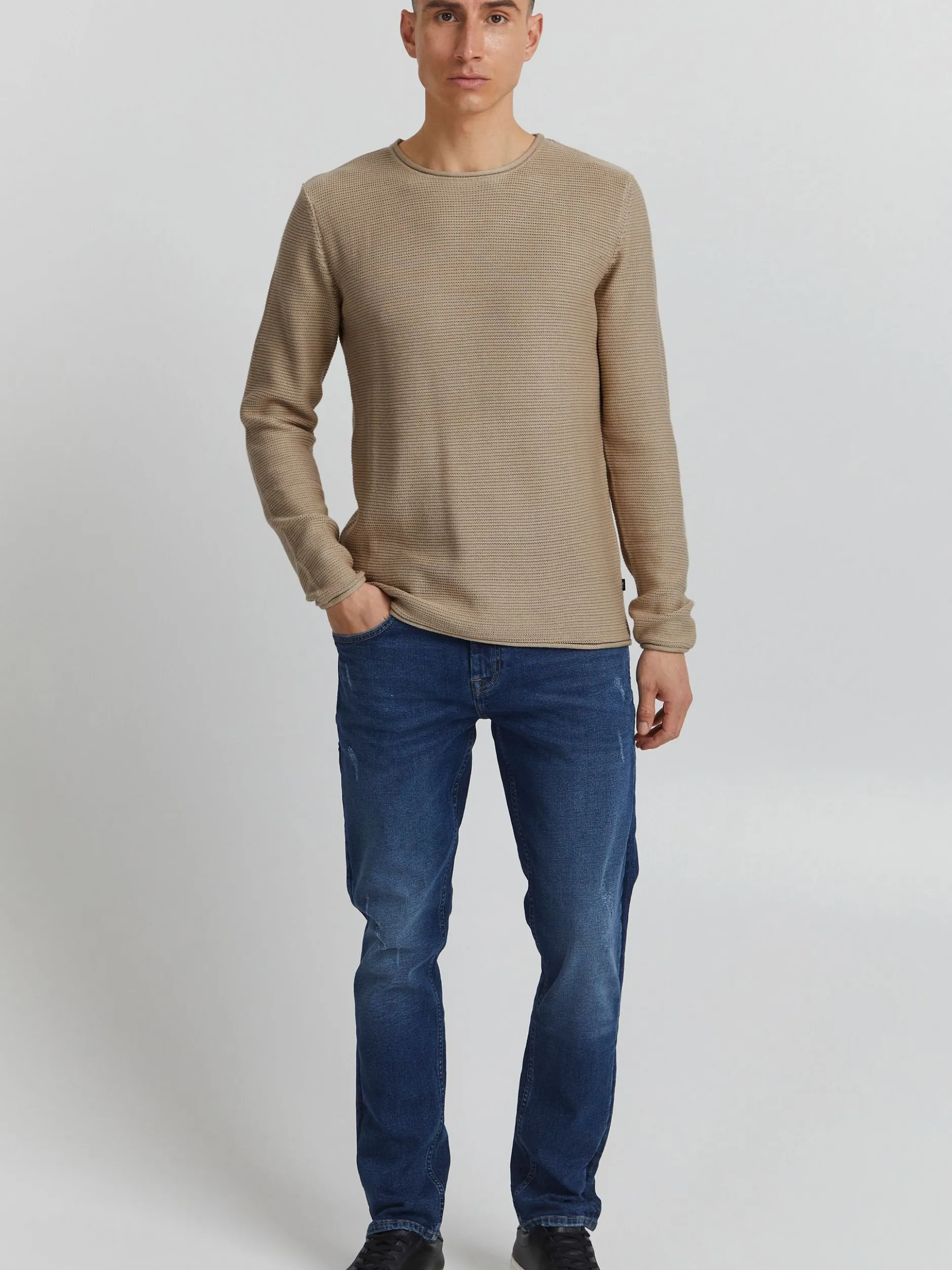 Solid Herren Strickpullover - SDJarah in beige