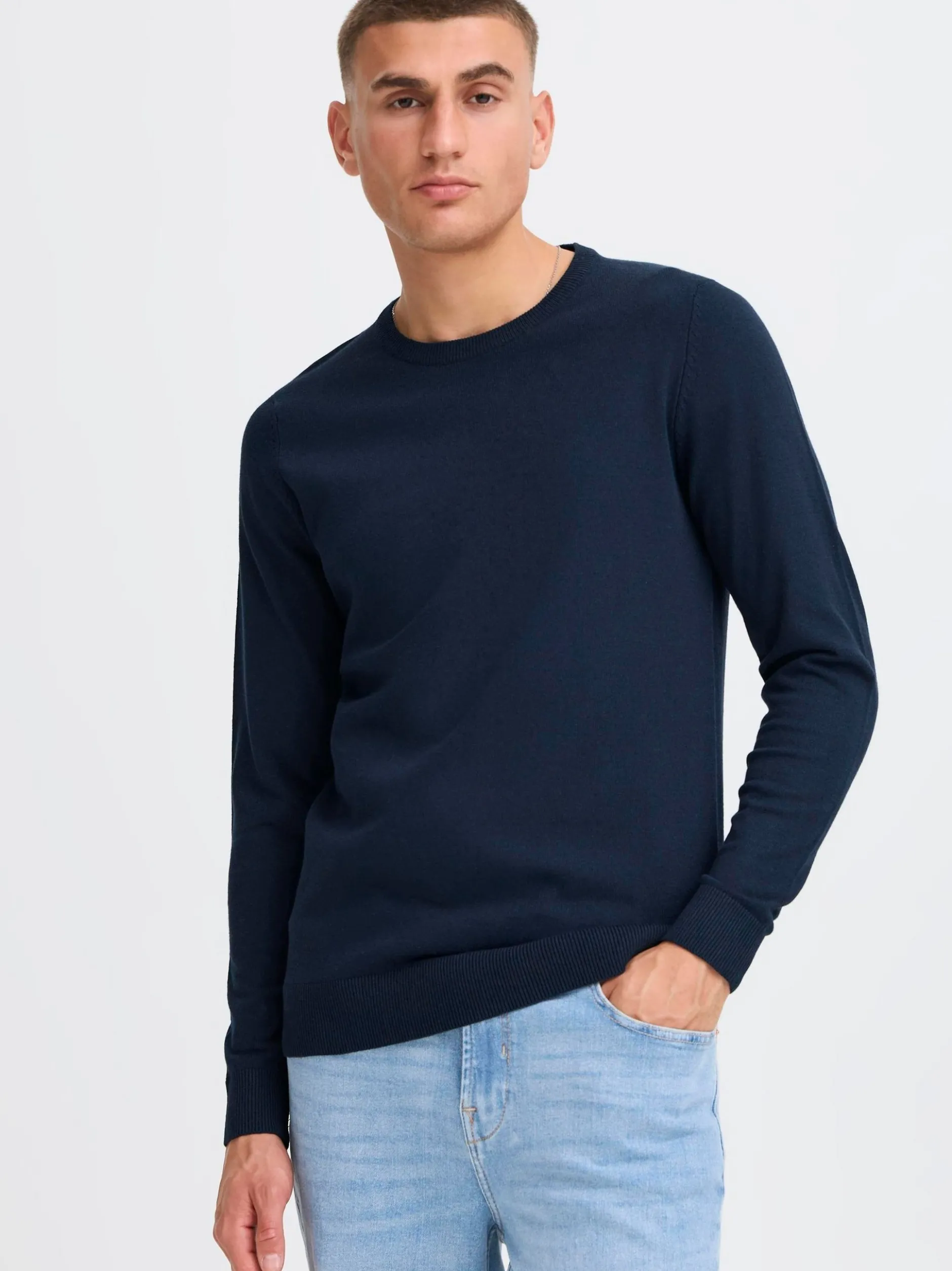 Solid Herren Strickpullover - SDAkant in blau