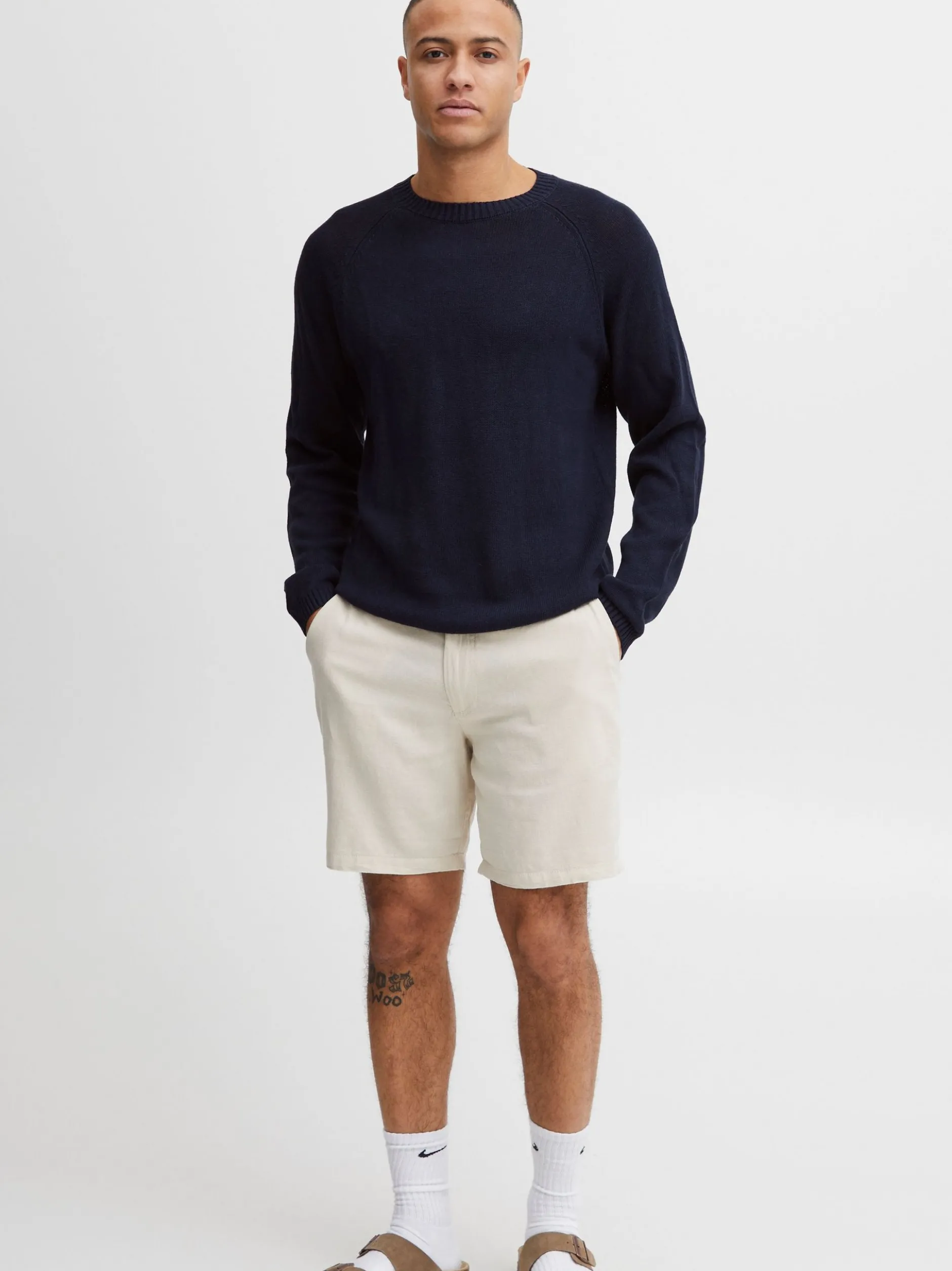 Solid Herren Strickpullover - SDFabio in blau