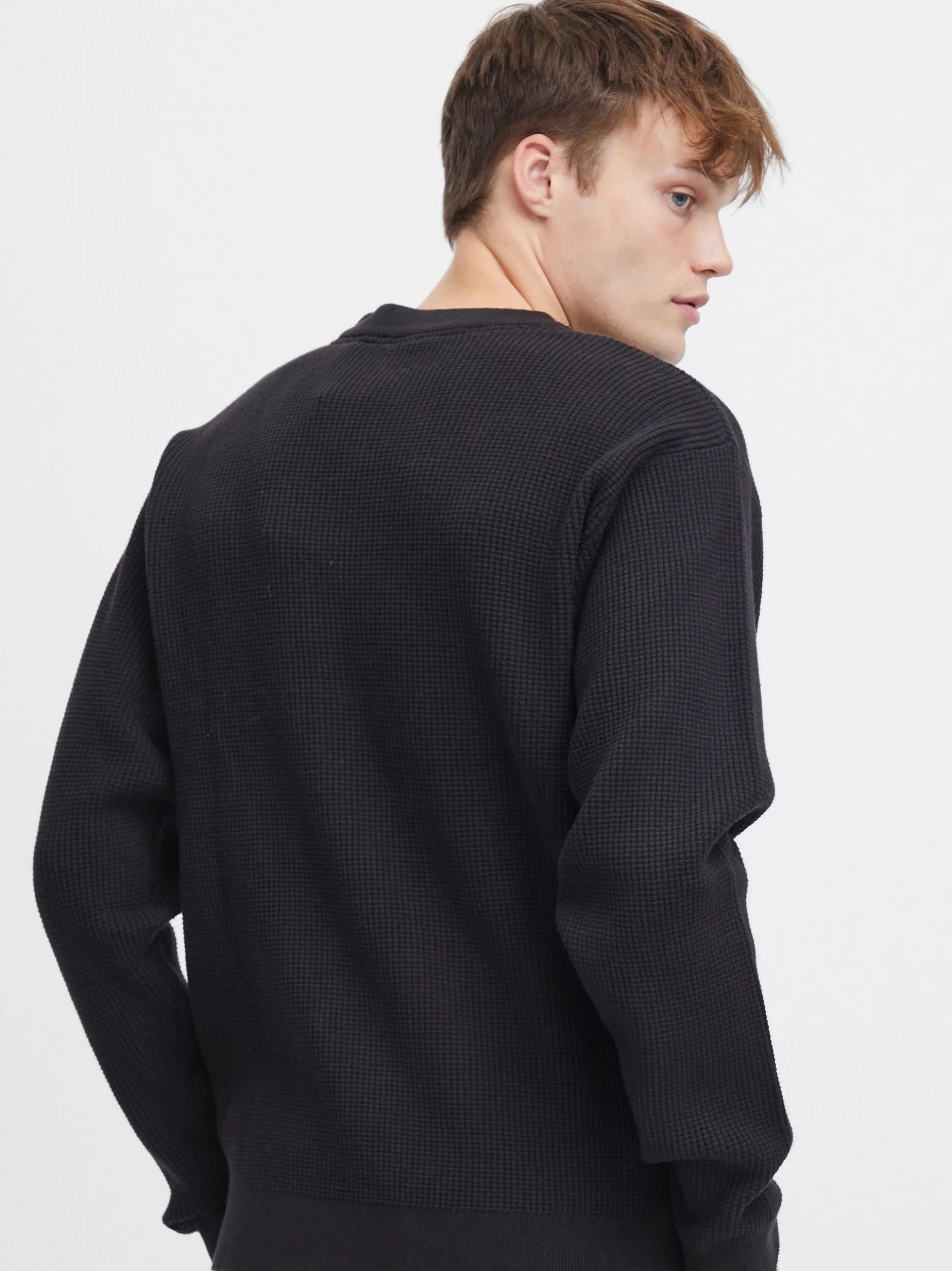 Solid Herren Strickpullover - SDHami in schwarz