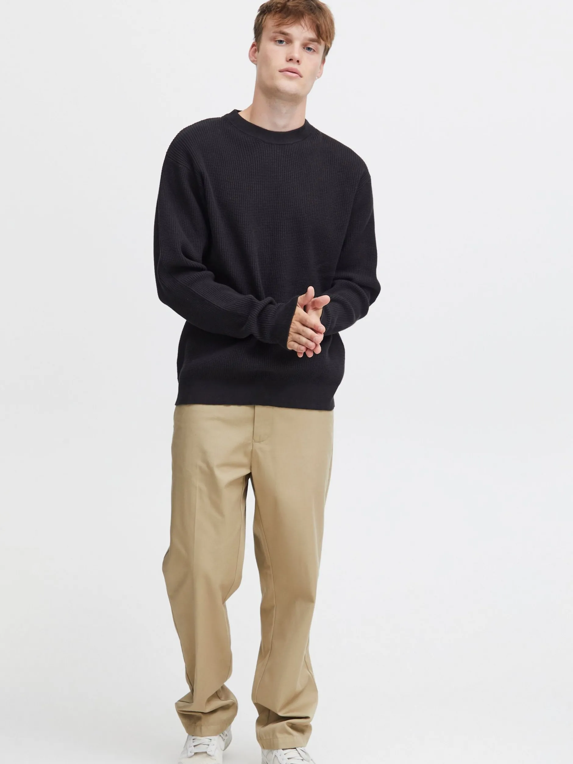Solid Herren Strickpullover - SDHami in schwarz