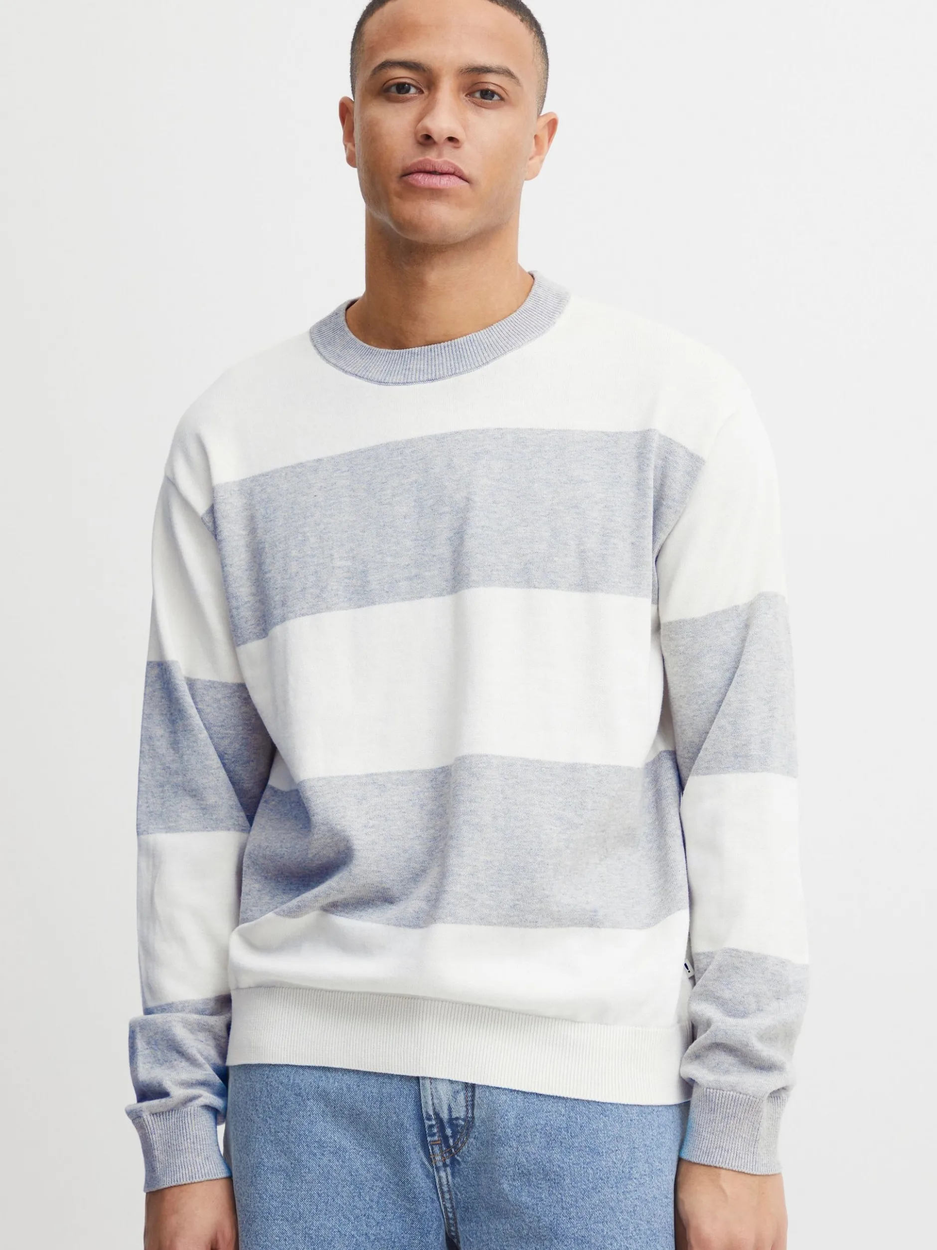 Solid Herren Strickpullover - SDFedele in hellgrau