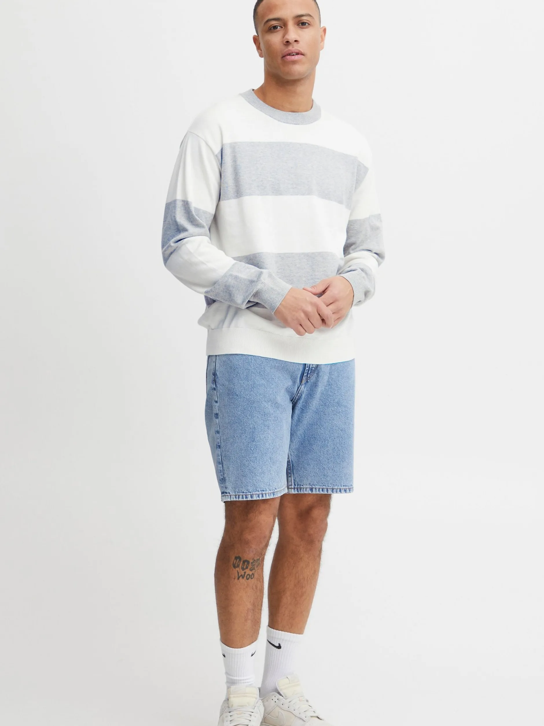 Solid Herren Strickpullover - SDFedele in hellgrau