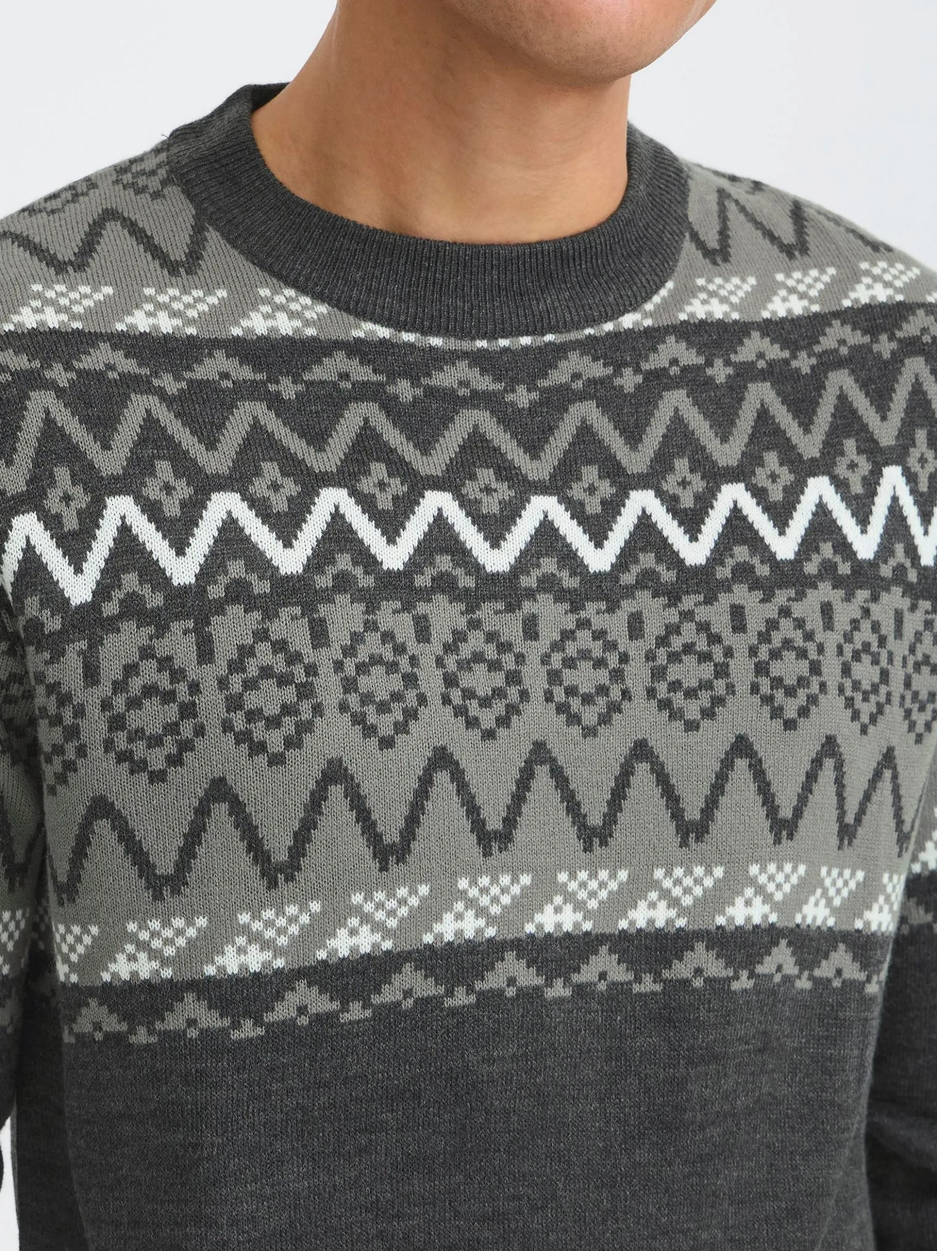 Solid Herren Strickpullover - SDEllis in grau