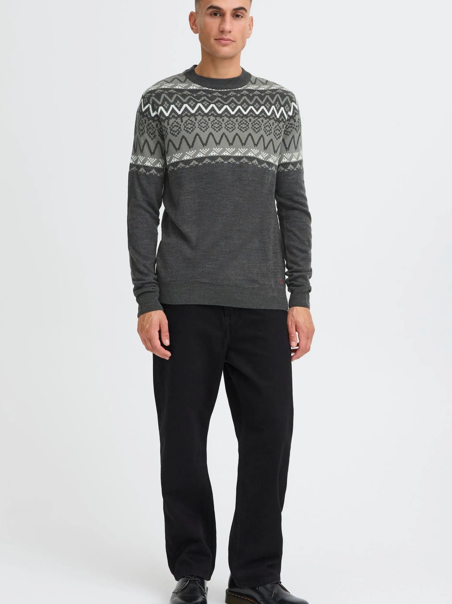 Solid Herren Strickpullover - SDEllis in grau