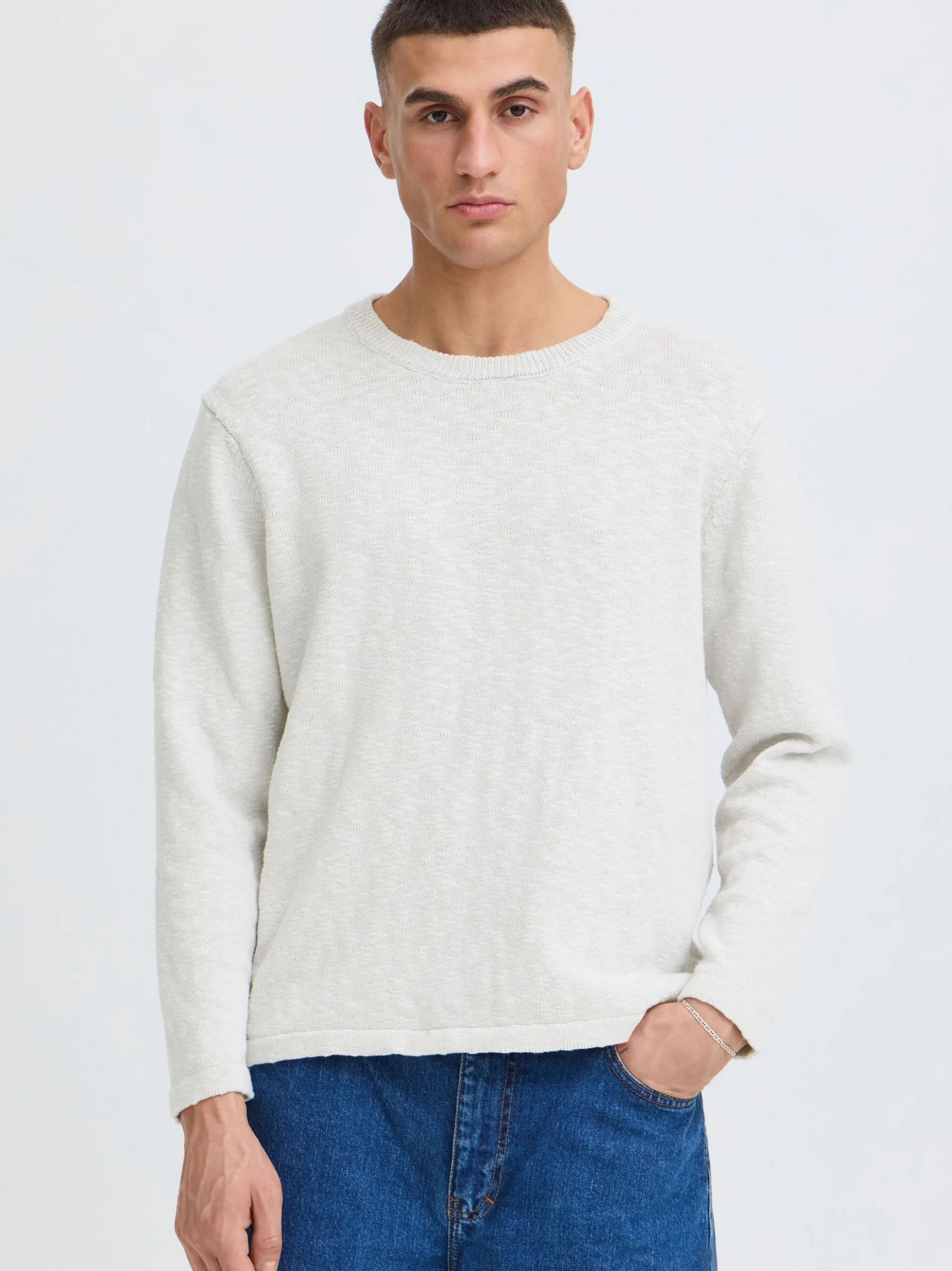 Solid Herren Strickpullover - SDUstin in ecru