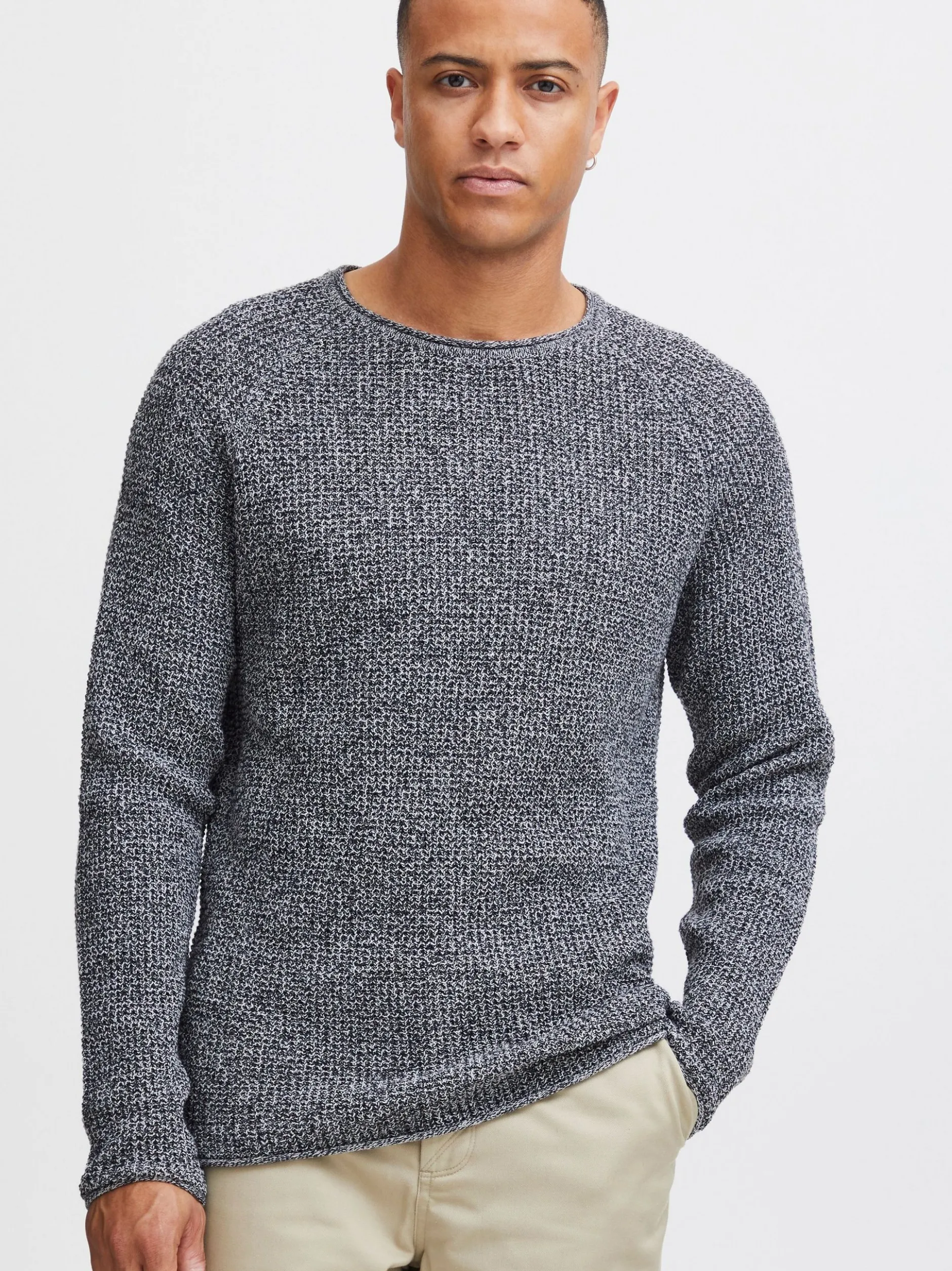 Solid Herren Strickpullover - SDKotchap in grau