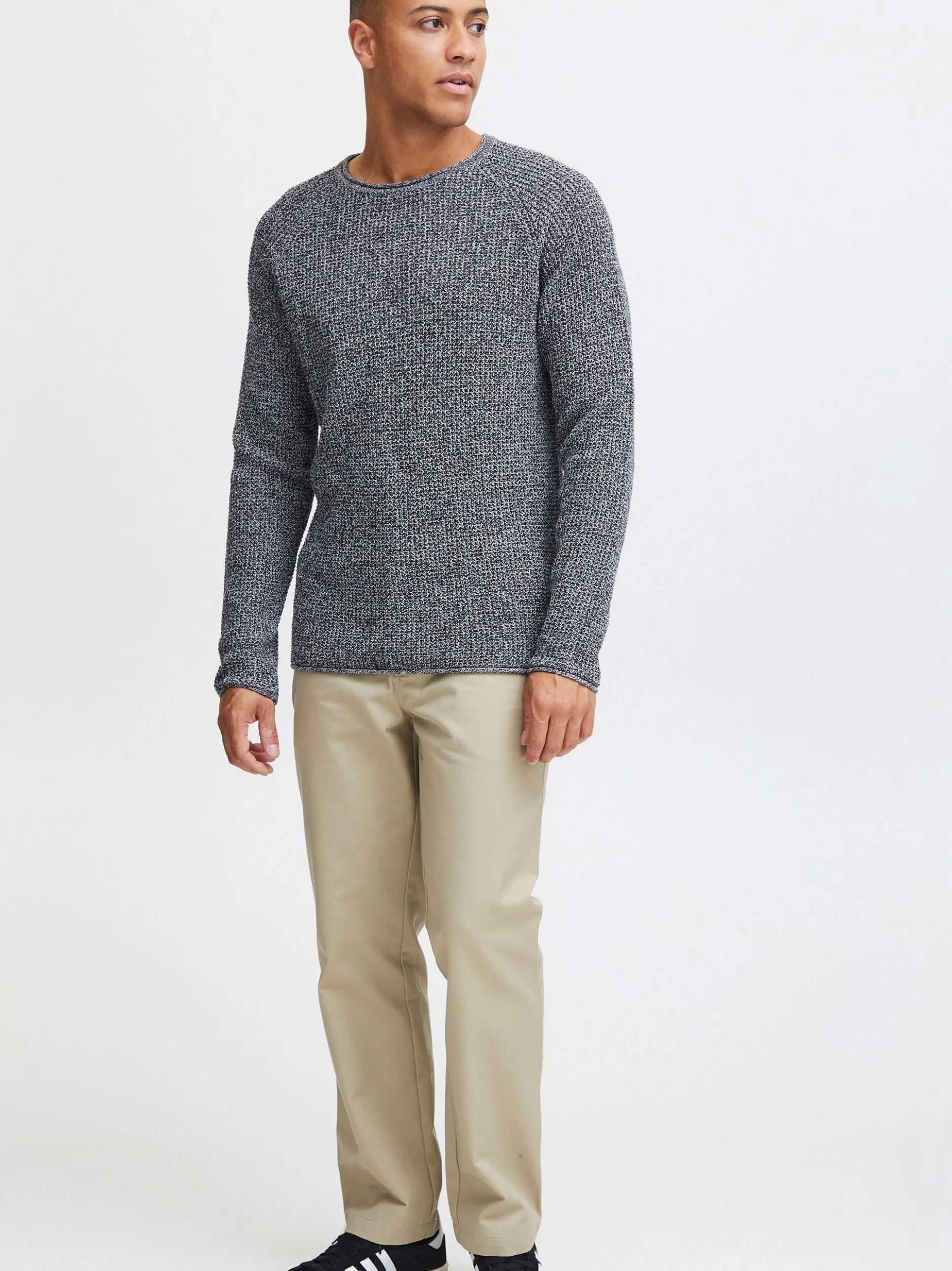 Solid Herren Strickpullover - SDKotchap in grau