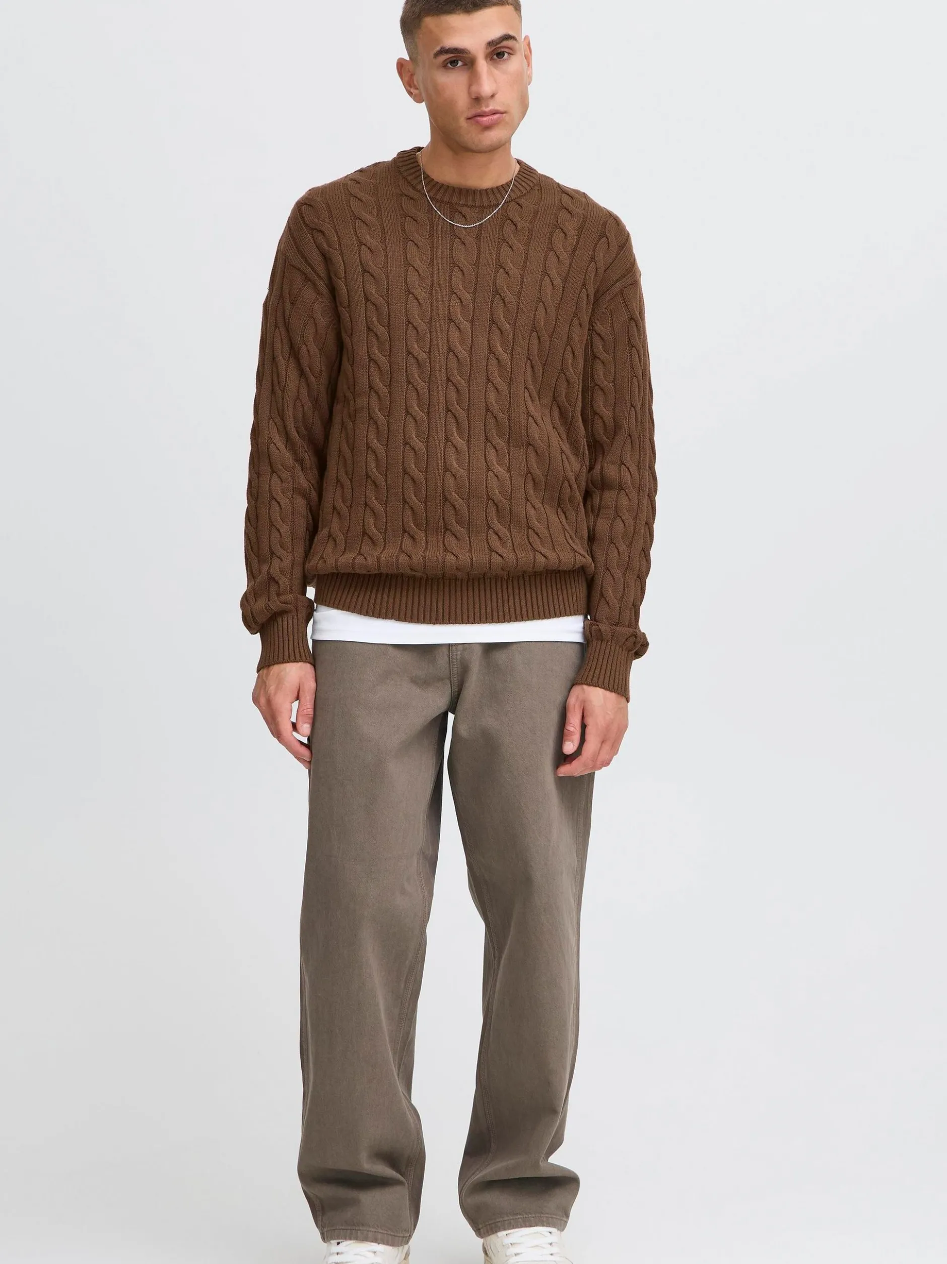 Solid Herren Strickpullover - SDMalcolm in braun