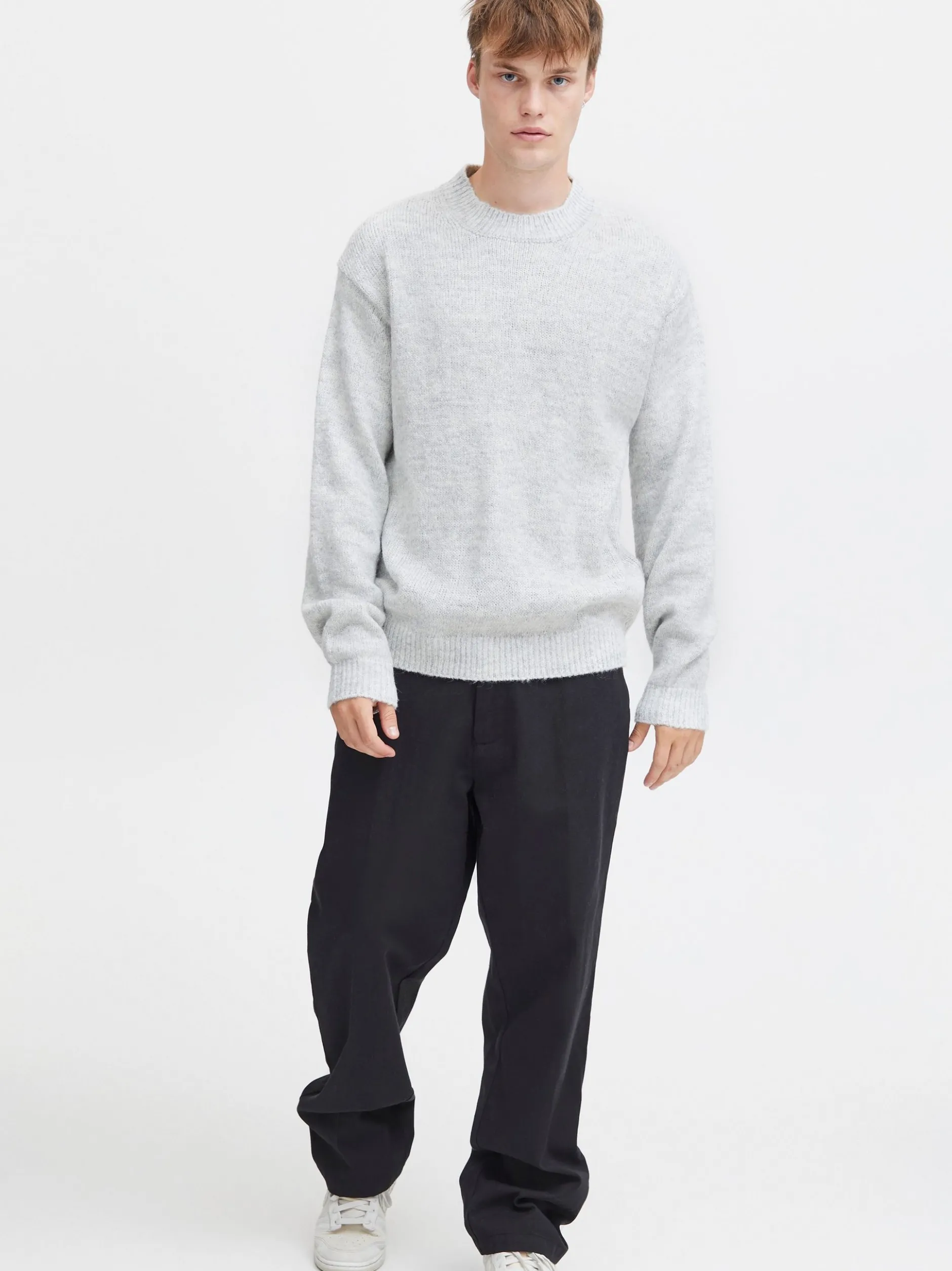 Solid Herren Strickpullover - SDHamdani in grau