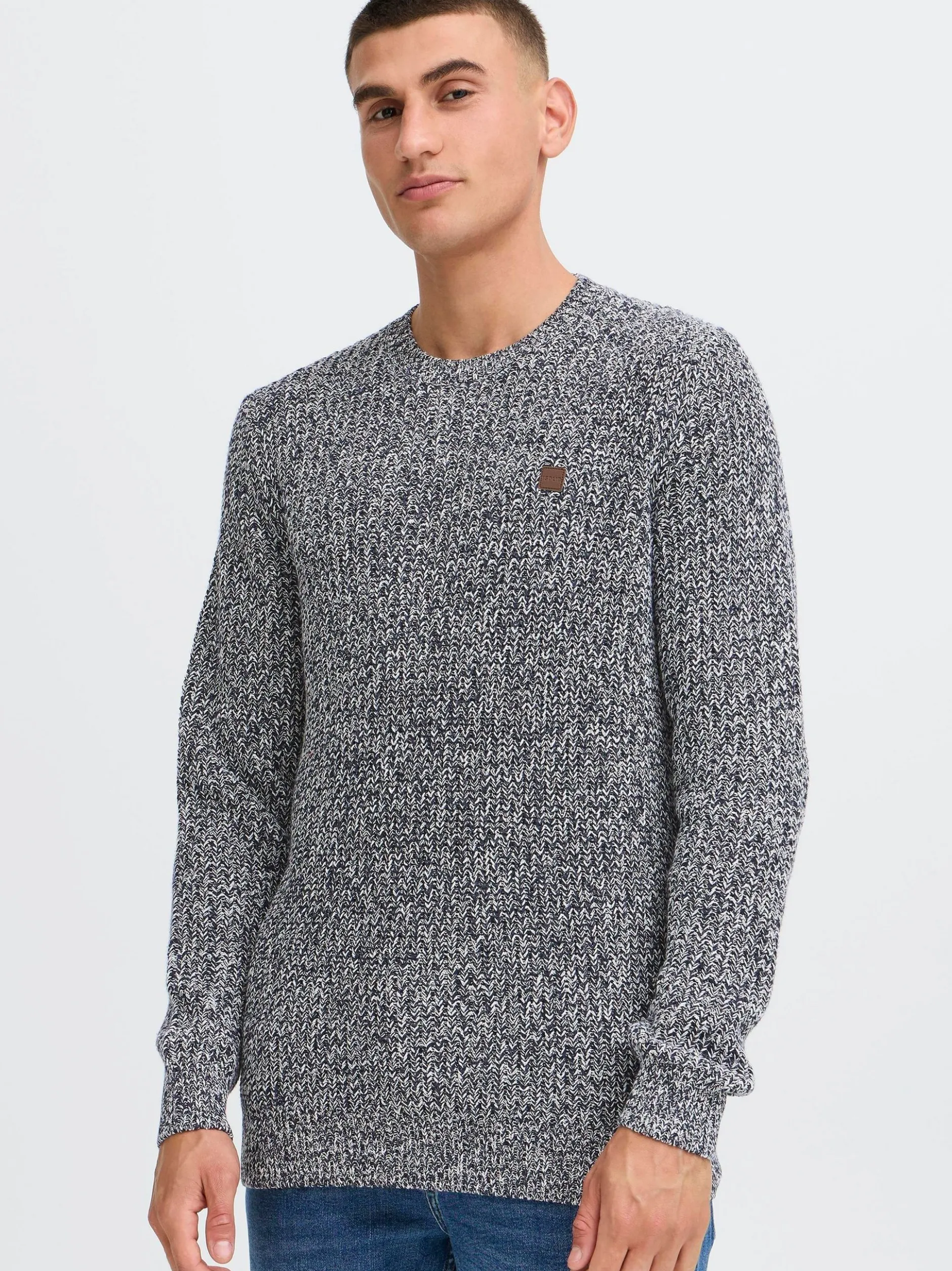 Solid Herren Strickpullover - SDRicky in blau