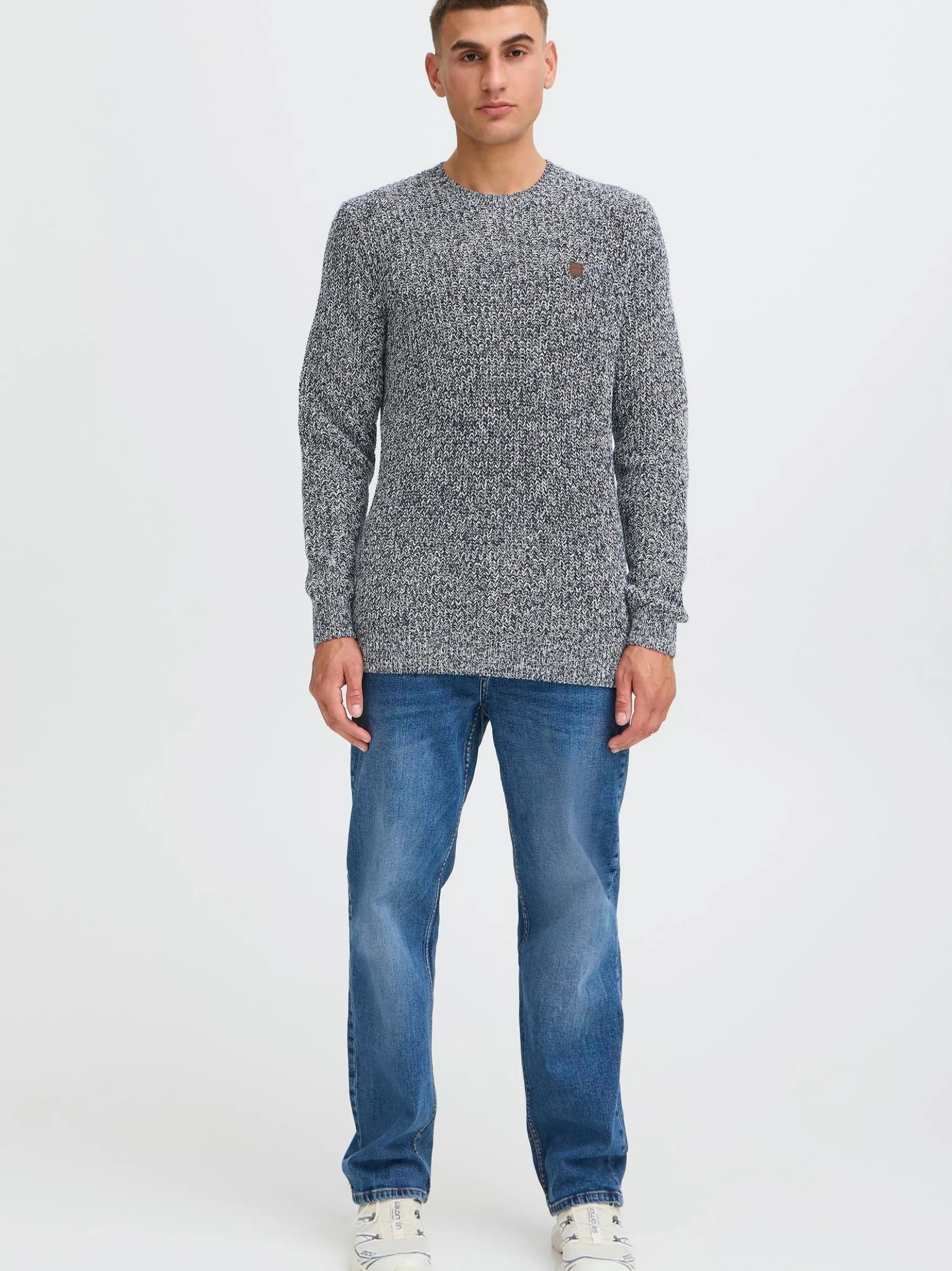Solid Herren Strickpullover - SDRicky in blau