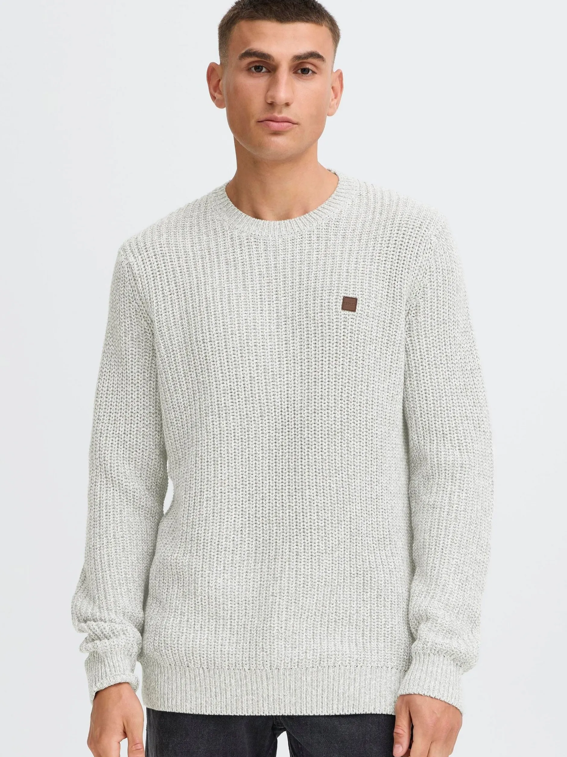 Solid Herren Strickpullover - SDRicky in hellgrau