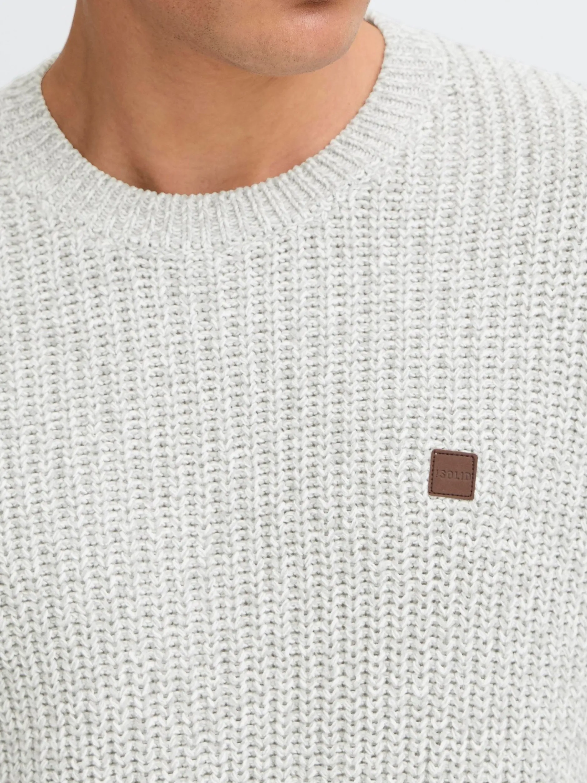 Solid Herren Strickpullover - SDRicky in hellgrau