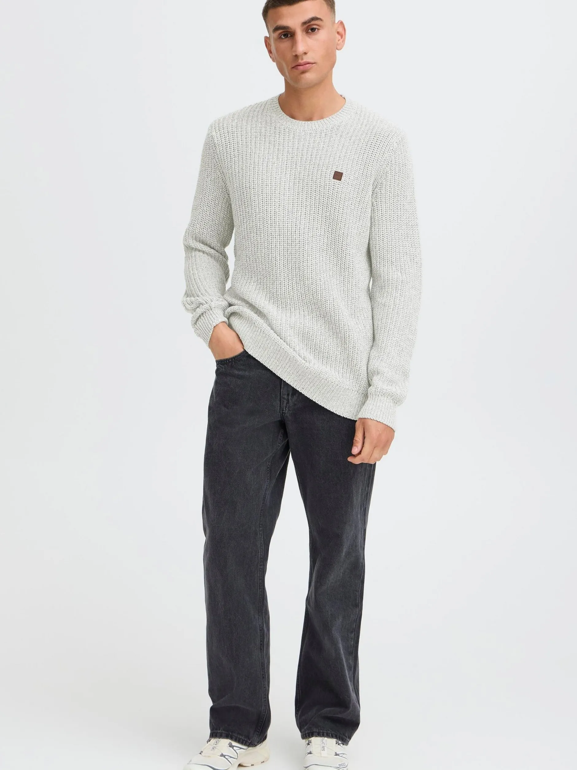 Solid Herren Strickpullover - SDRicky in hellgrau
